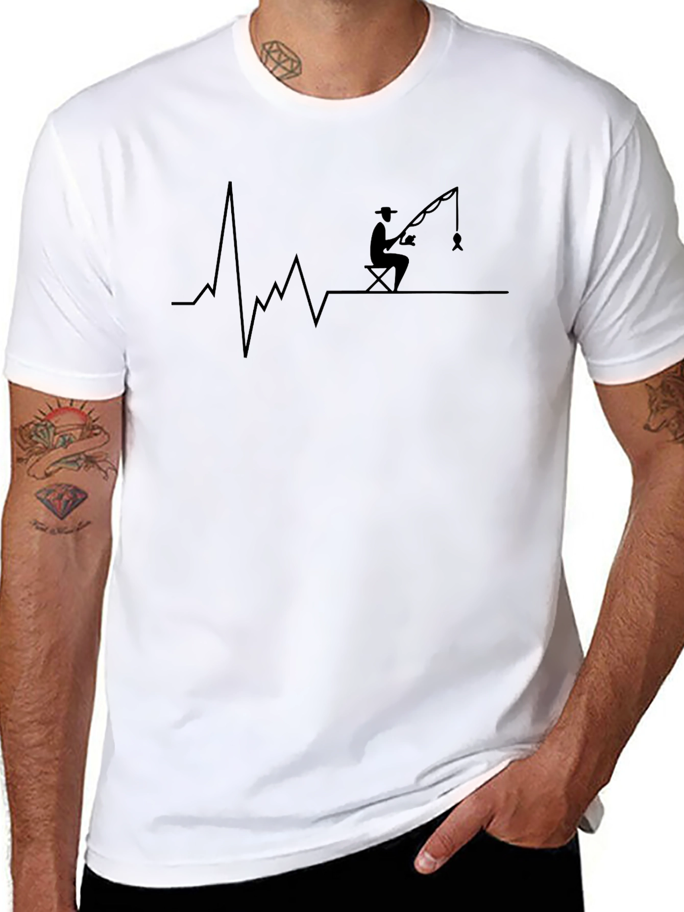 Fisherman Heartbeat T-Shirt - Unique Graphic Tee