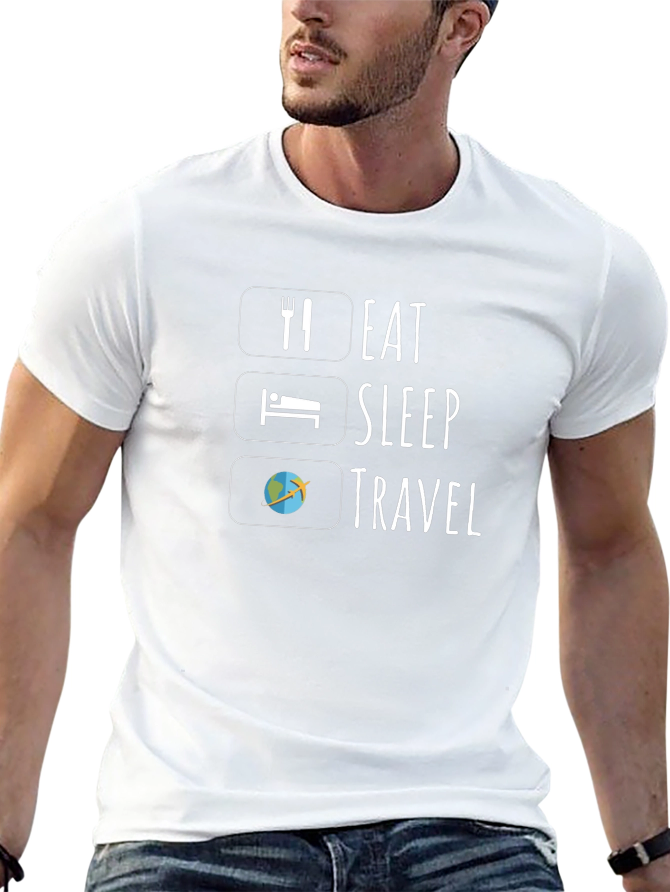 Eat Sleep Travel Black Graphic T-Shirt