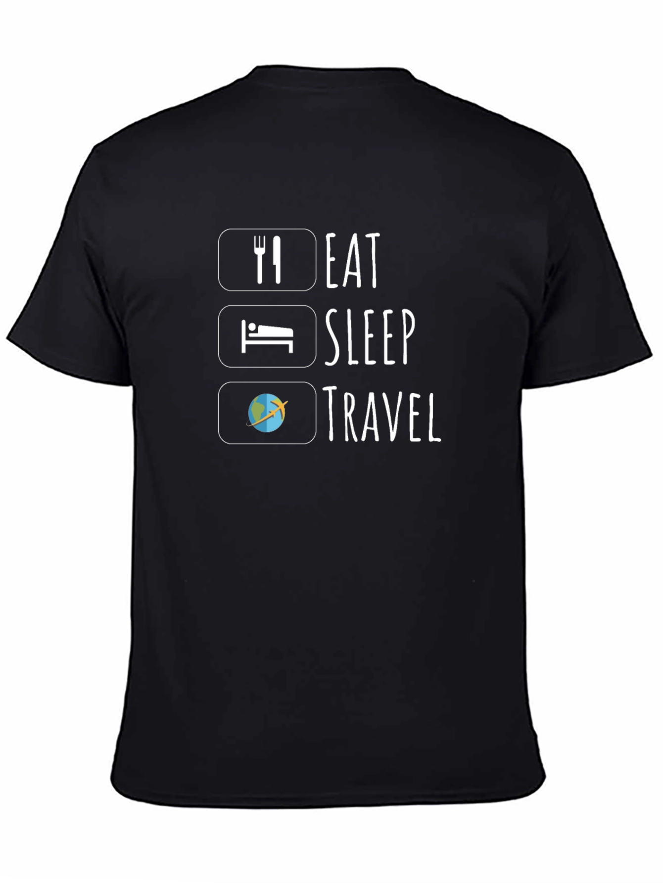 Eat Sleep Travel Black Graphic T-Shirt