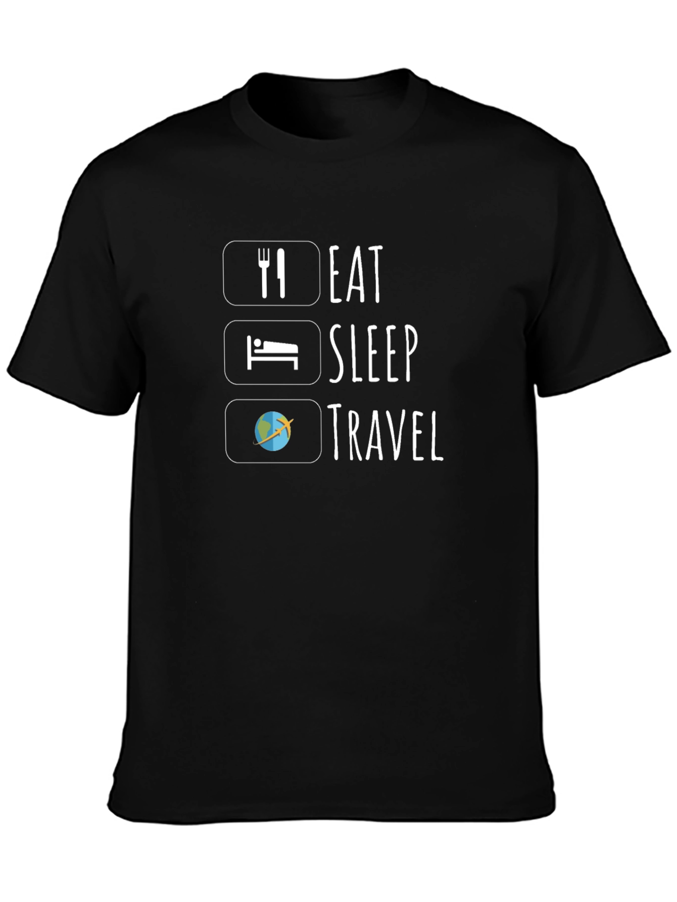 Eat Sleep Travel Black Graphic T-Shirt