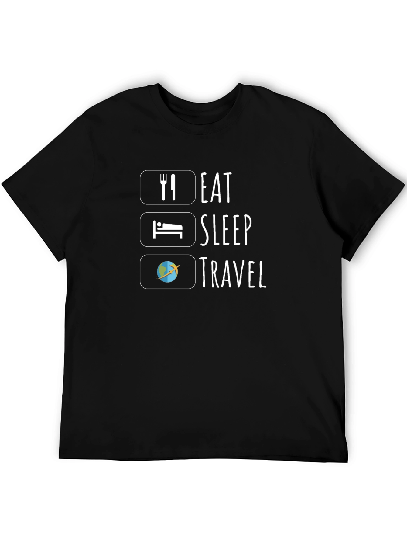 Eat Sleep Travel Black Graphic T-Shirt