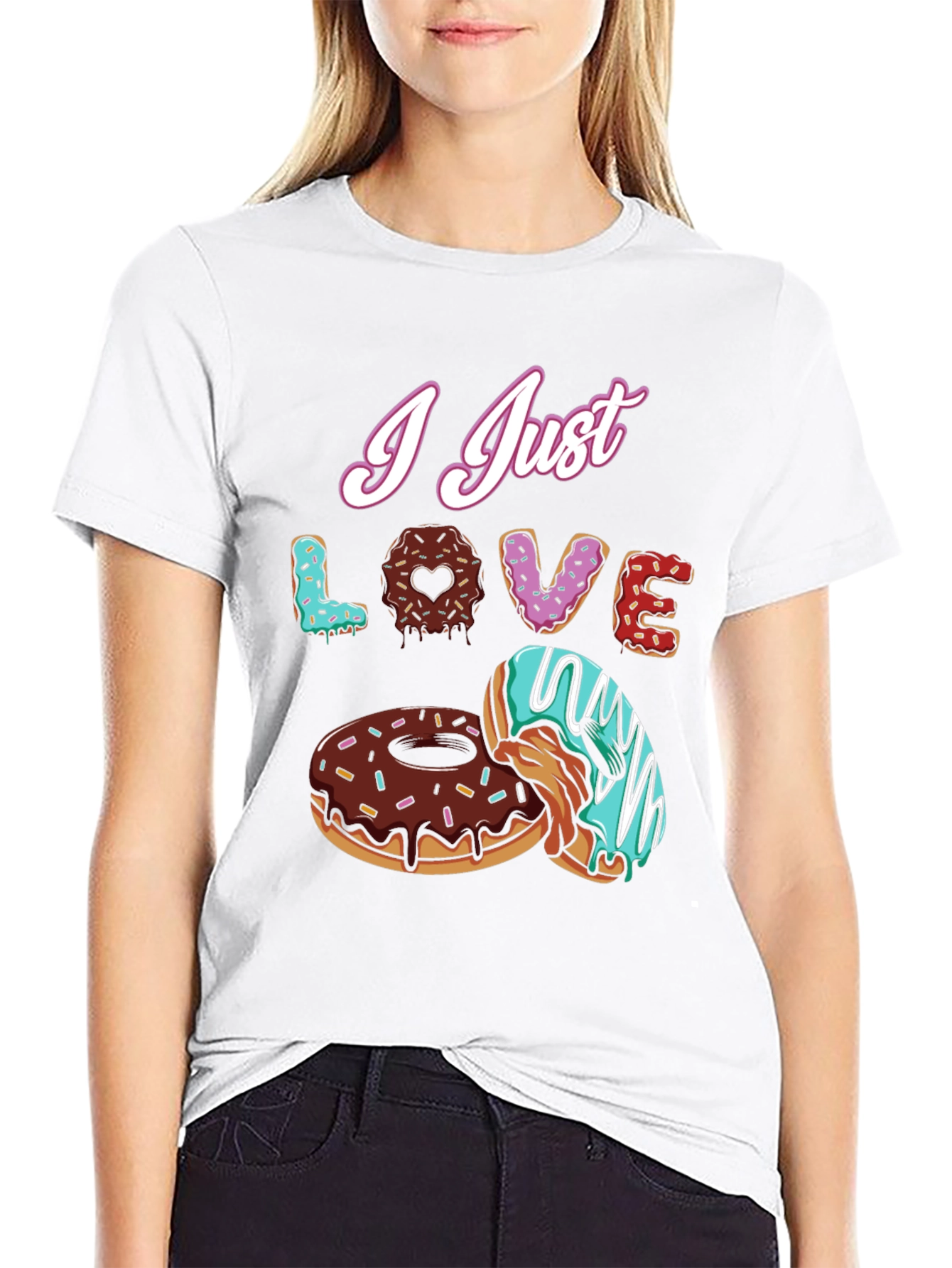 I Just Love Donuts Black T-Shirt