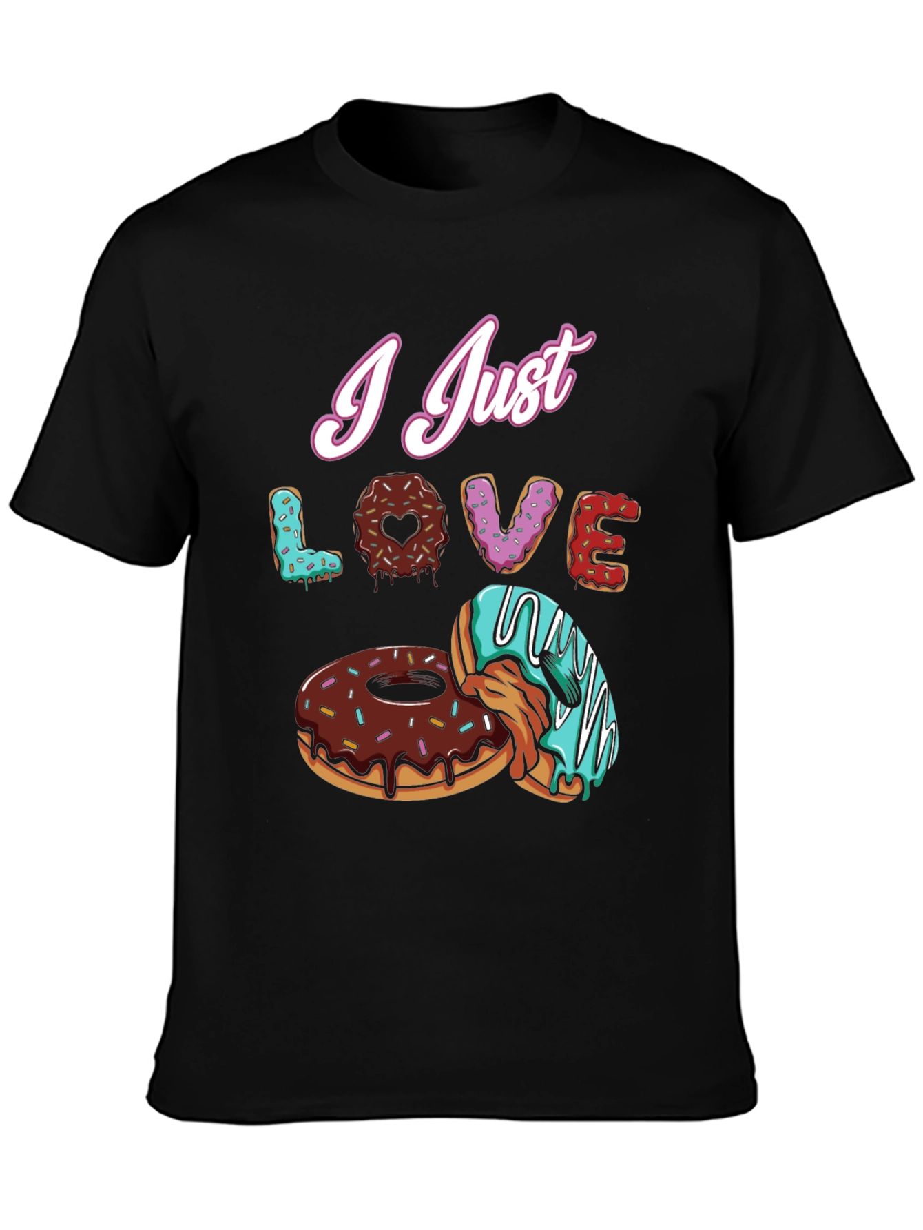 I Just Love Donuts Black T-Shirt