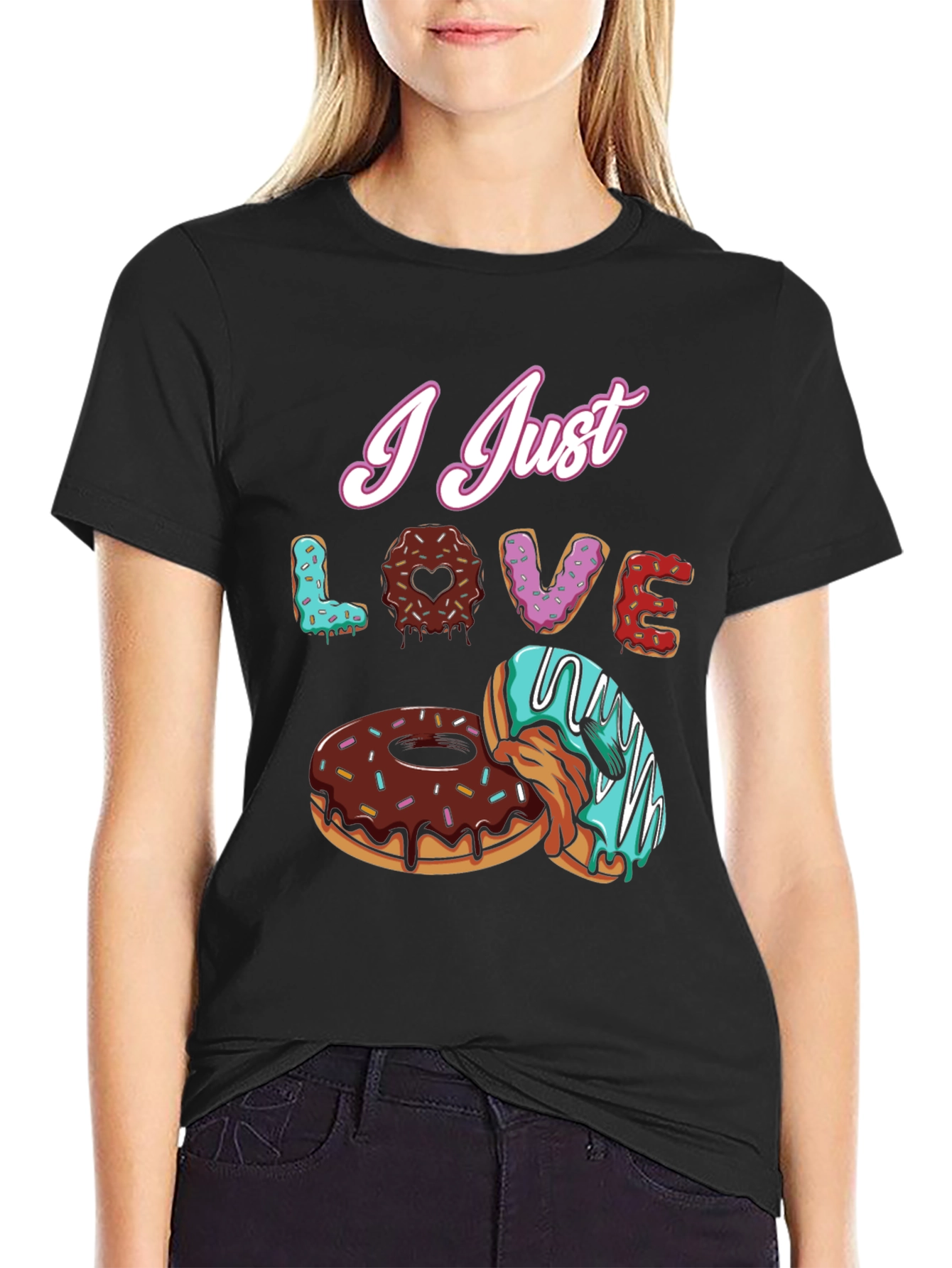 I Just Love Donuts Black T-Shirt