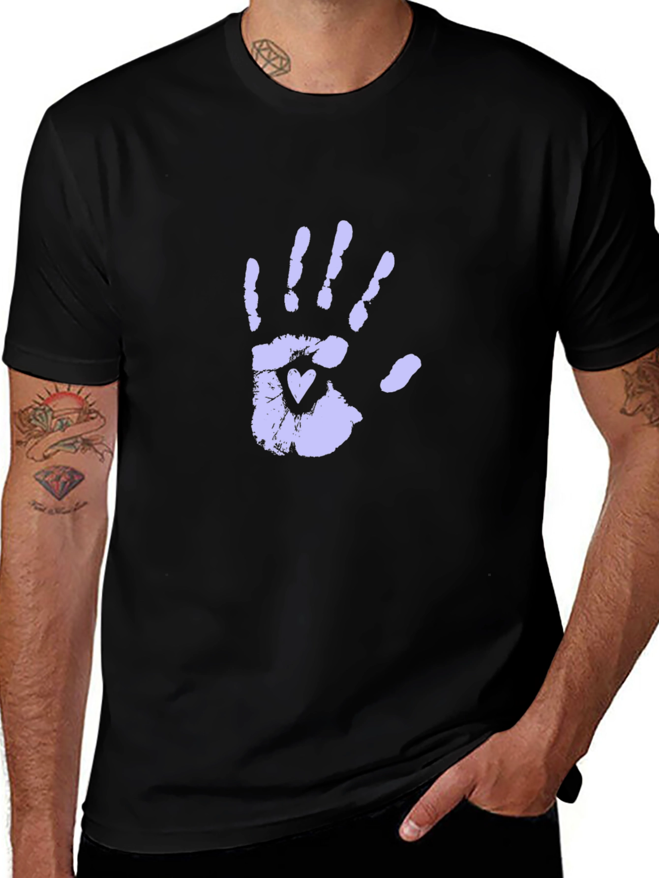 Hand Print Heart Graphic Tee - Unisex Black T-Shirt