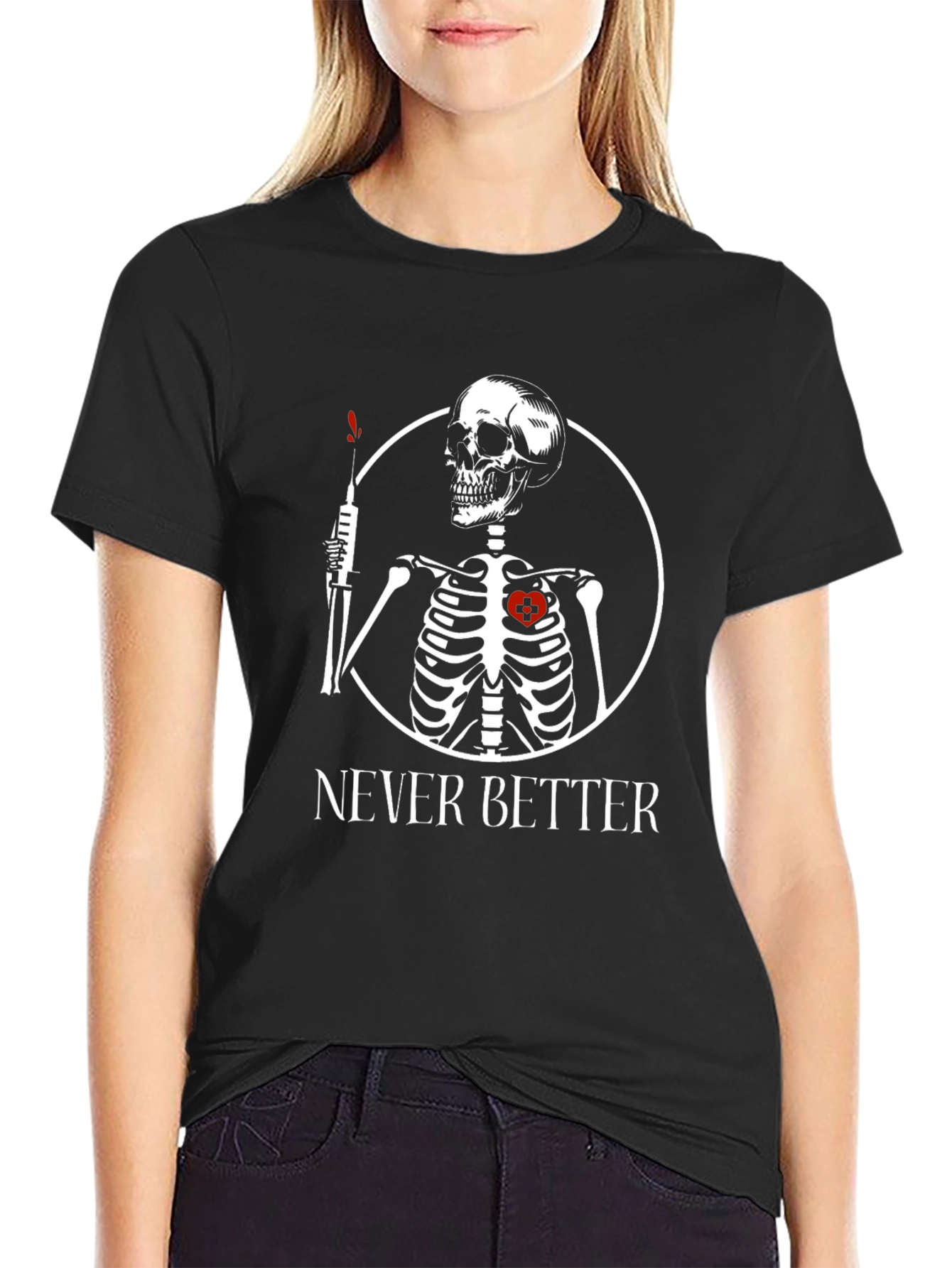 Edgy Skeleton Never Better Graphic Tee