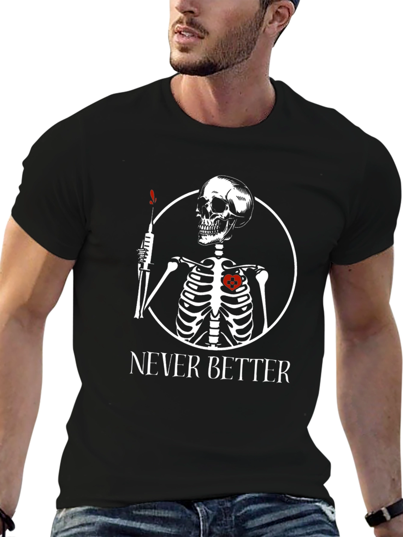 Edgy Skeleton Never Better Graphic Tee