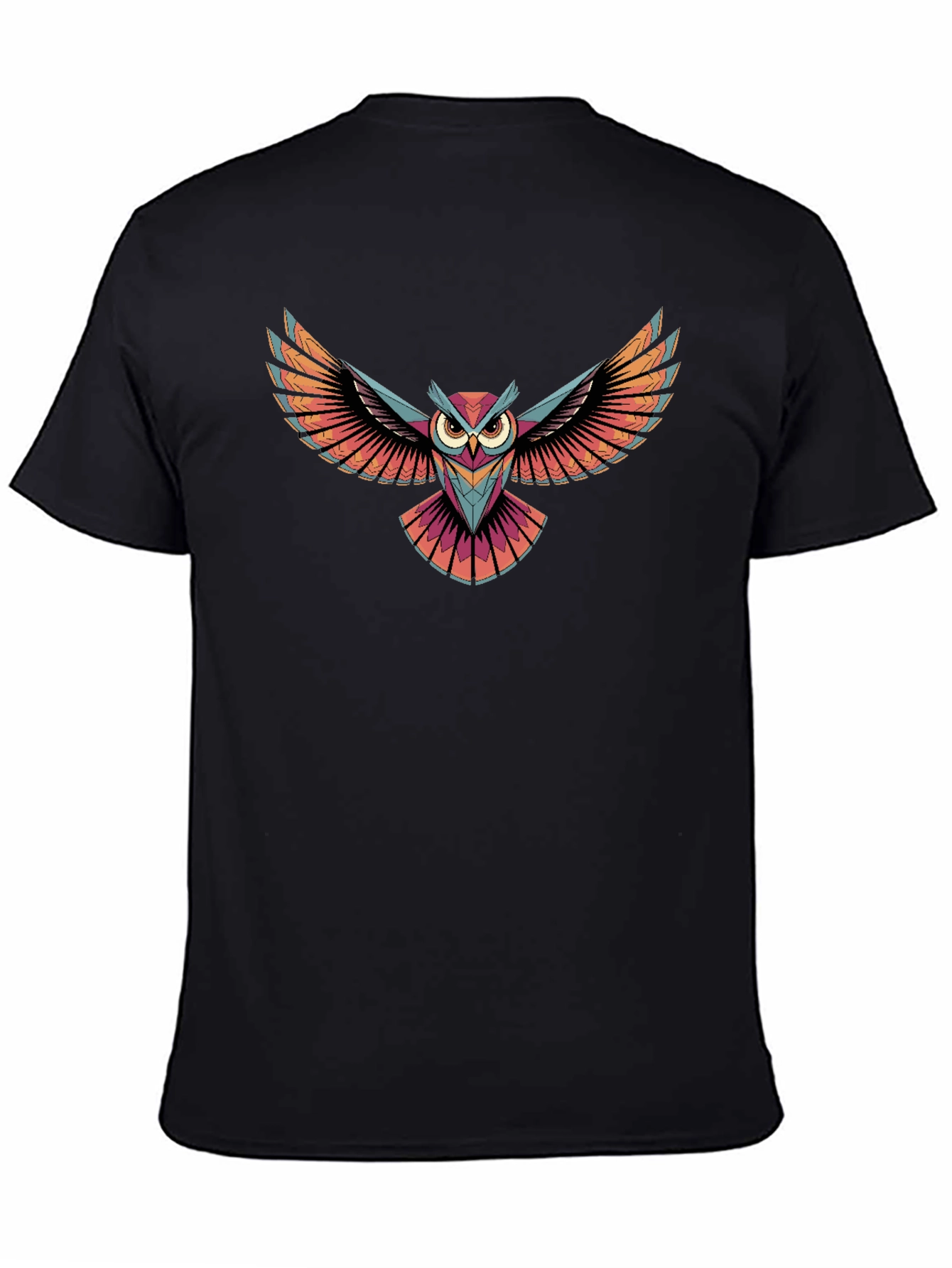 Owl Graphic Print Black T-Shirt
