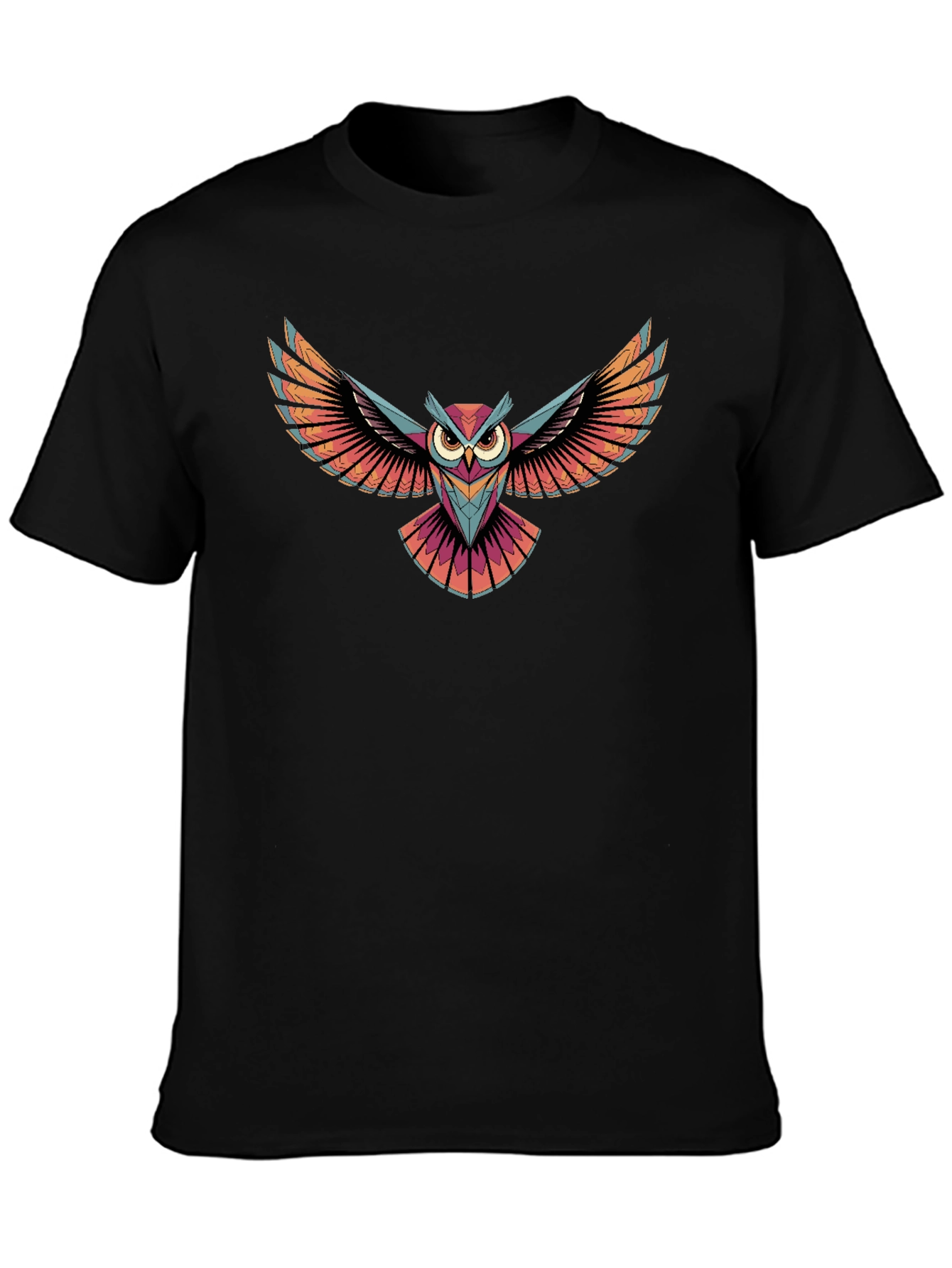 Owl Graphic Print Black T-Shirt