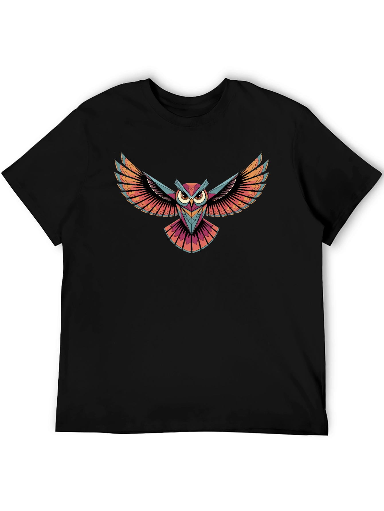 Owl Graphic Print Black T-Shirt
