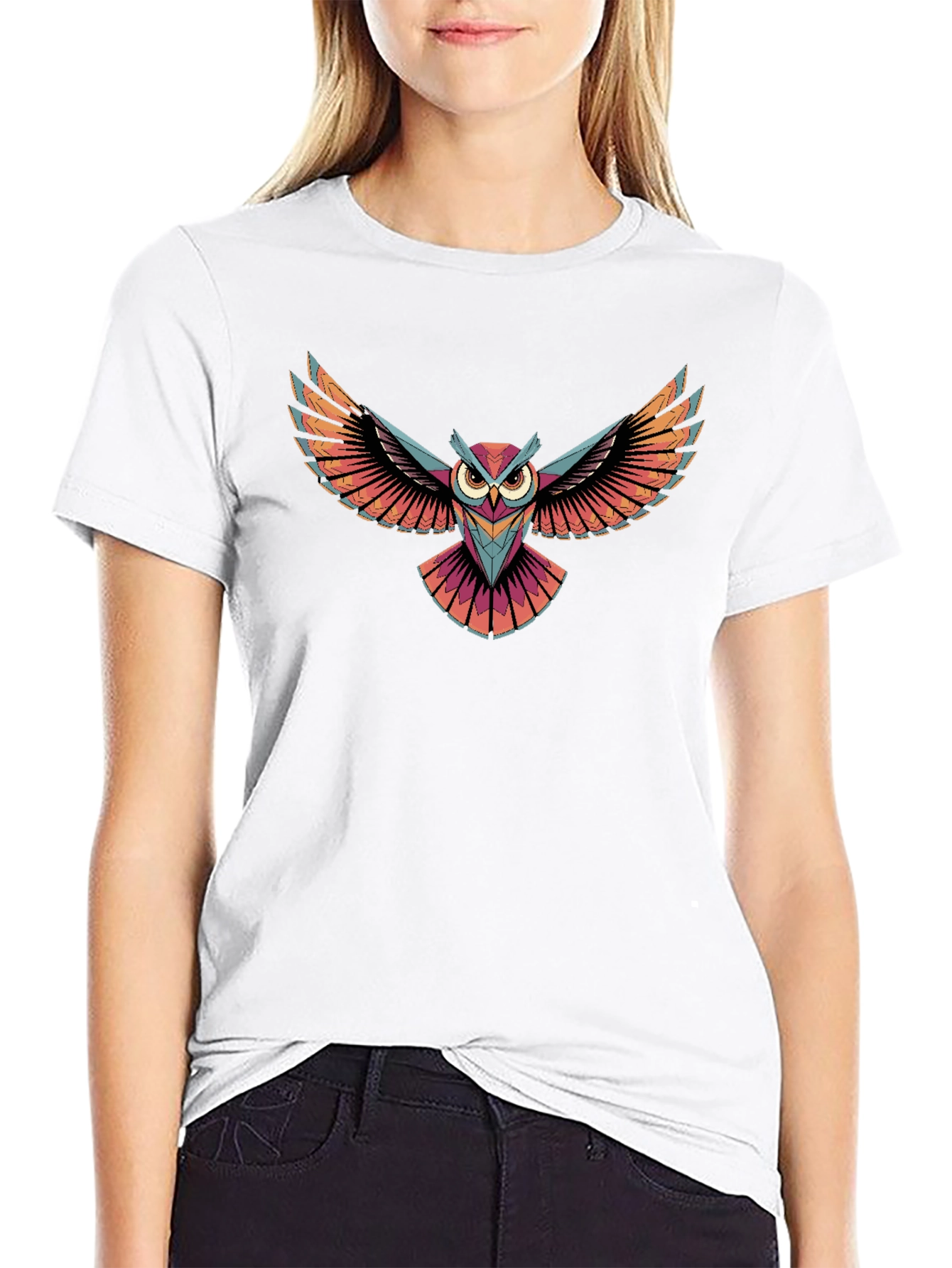 Owl Graphic Print Black T-Shirt