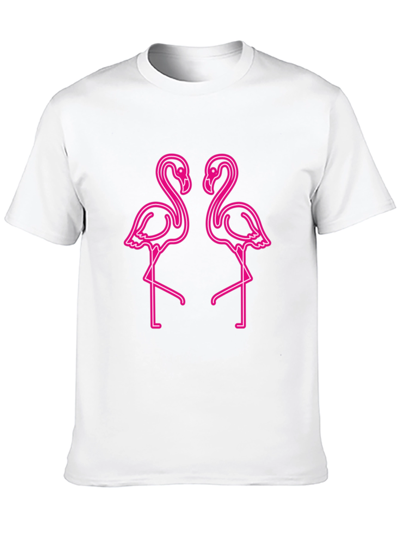 Neon Flamingo Graphic Tee - Black Cotton Shirt