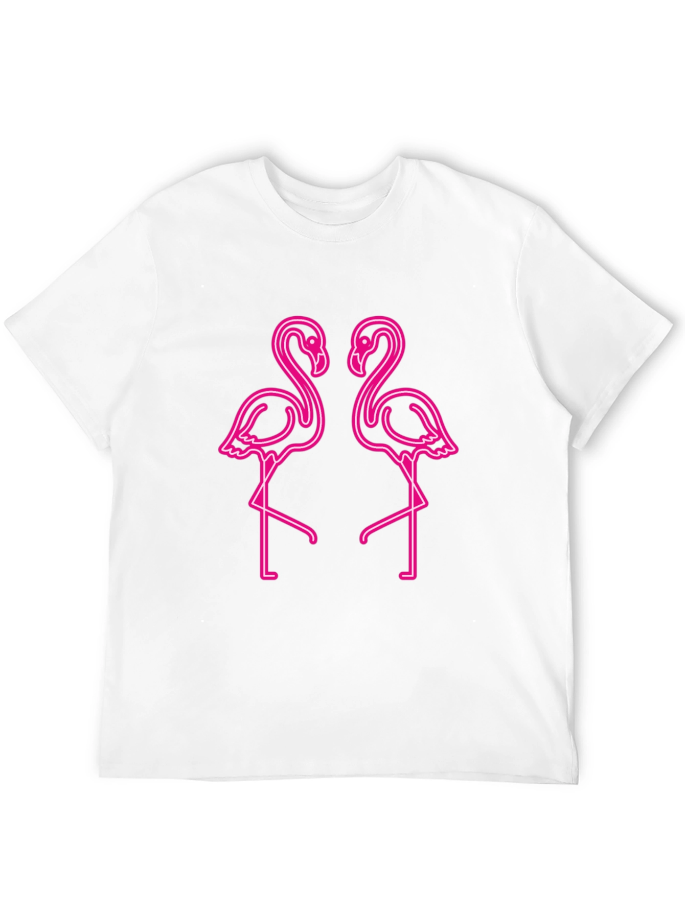 Neon Flamingo Graphic Tee - Black Cotton Shirt