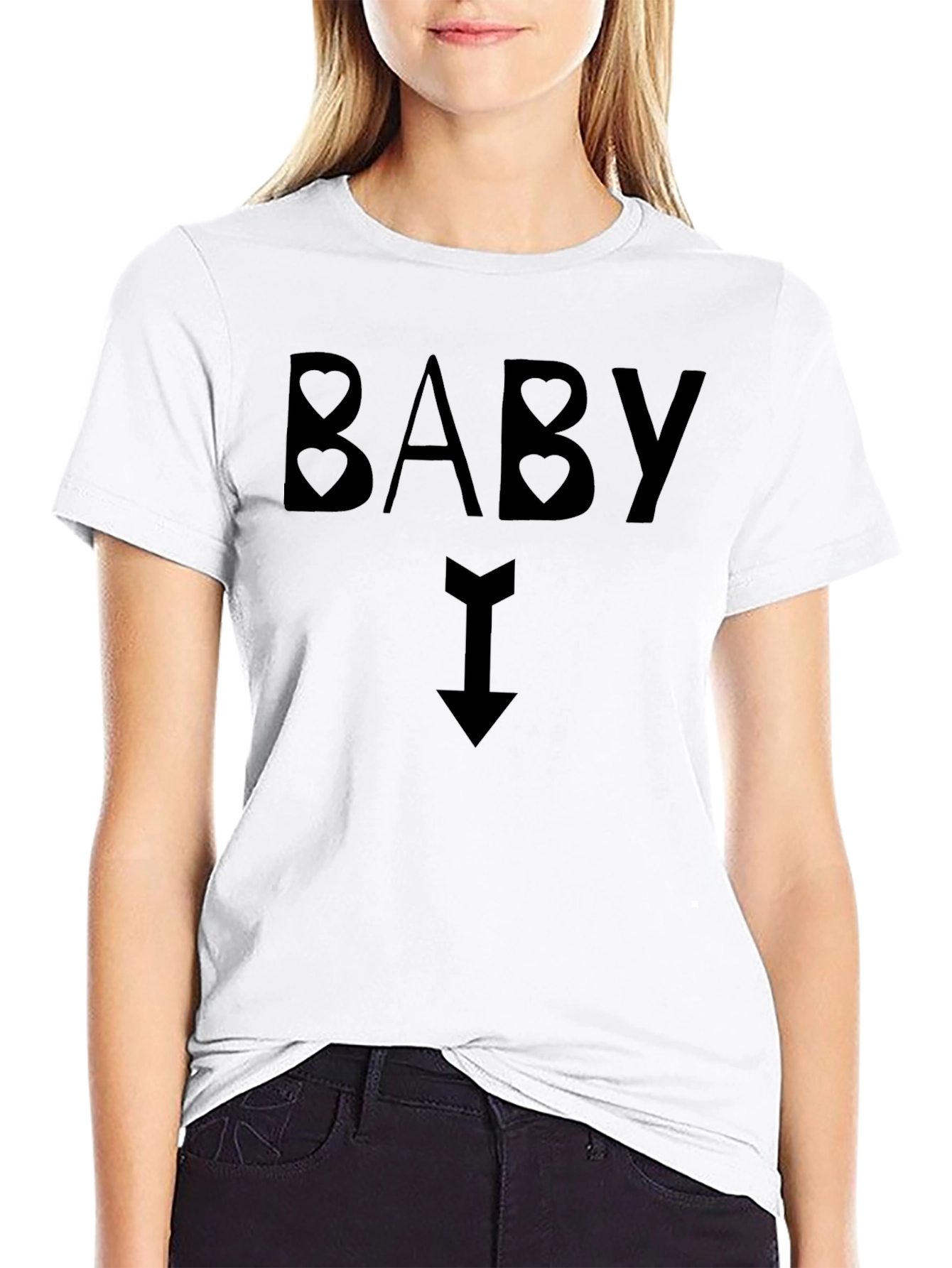 Baby Arrow Pointing Down Black T-Shirt