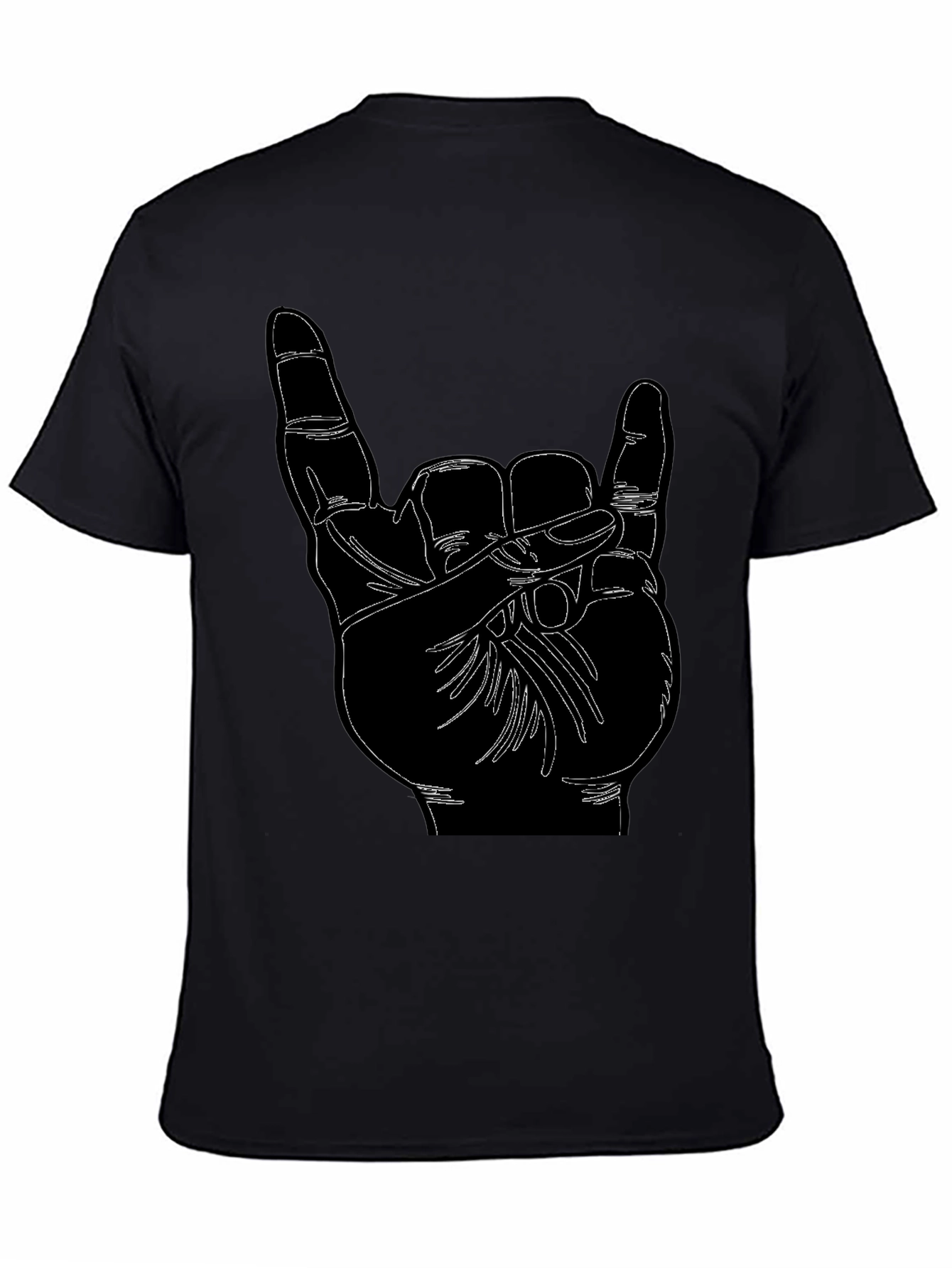 Rock On Hand Graphic Black T-Shirt