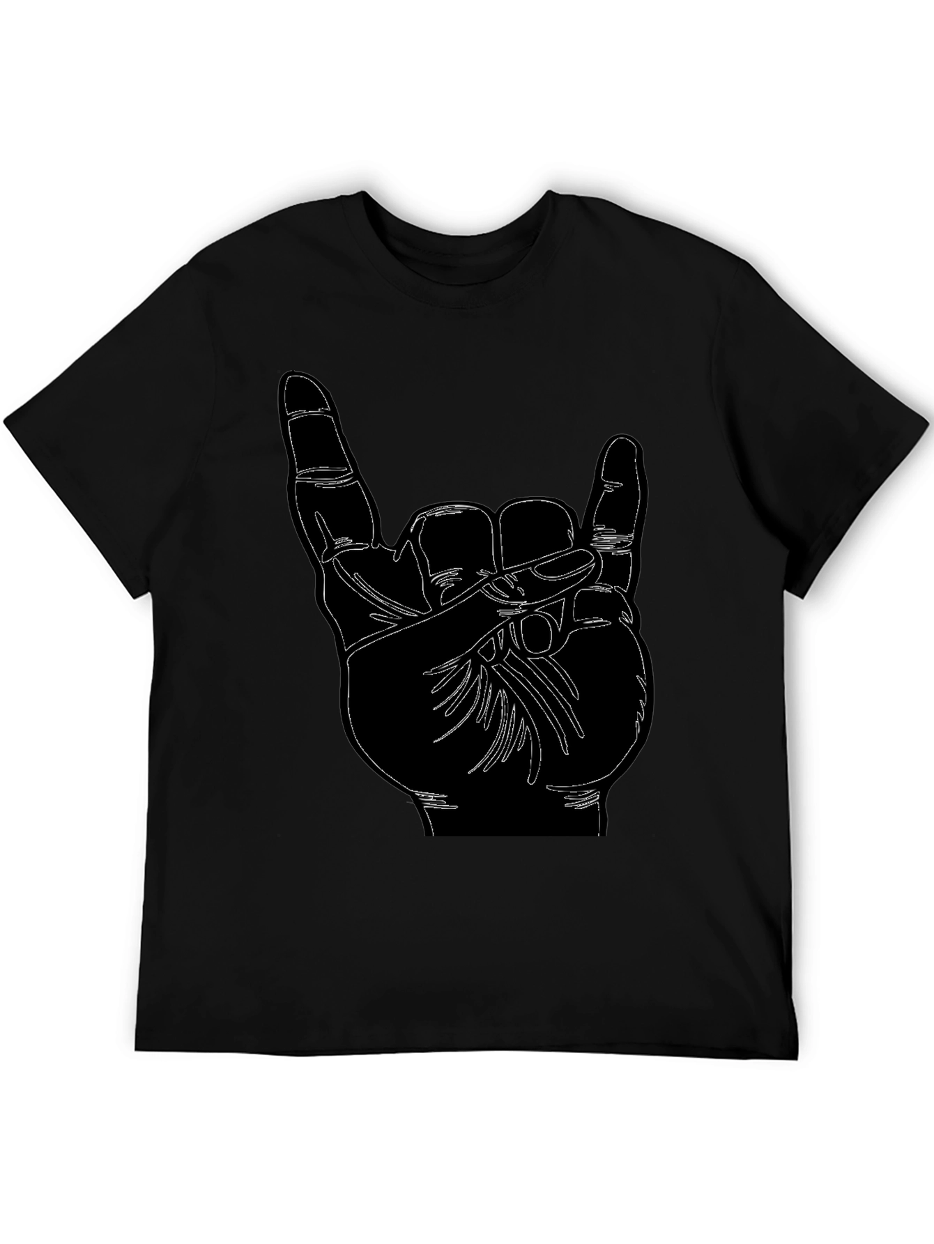 Rock On Hand Graphic Black T-Shirt