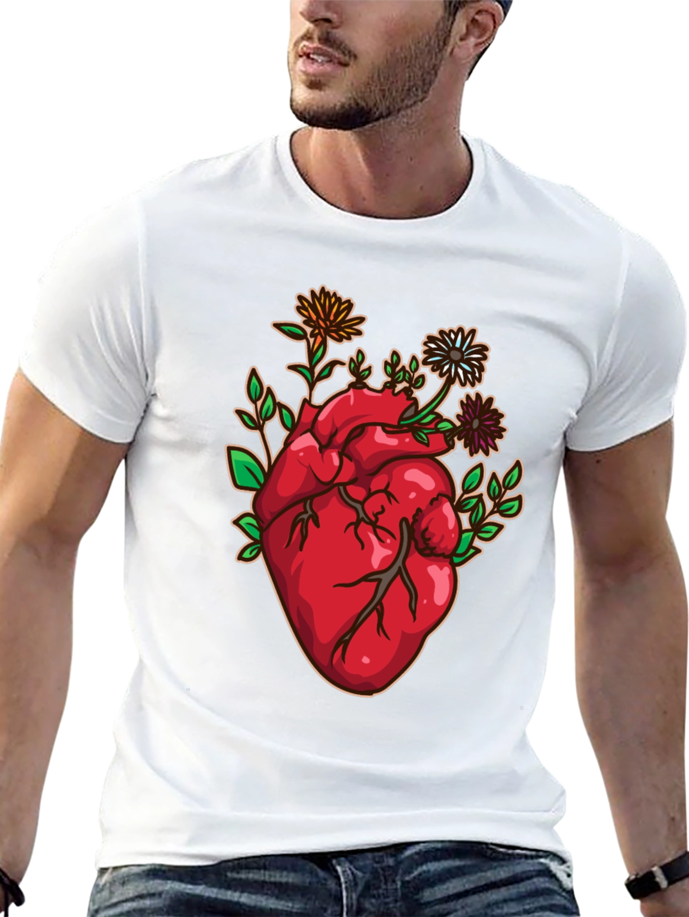 Floral Heart Graphic Tee - Unique Design!