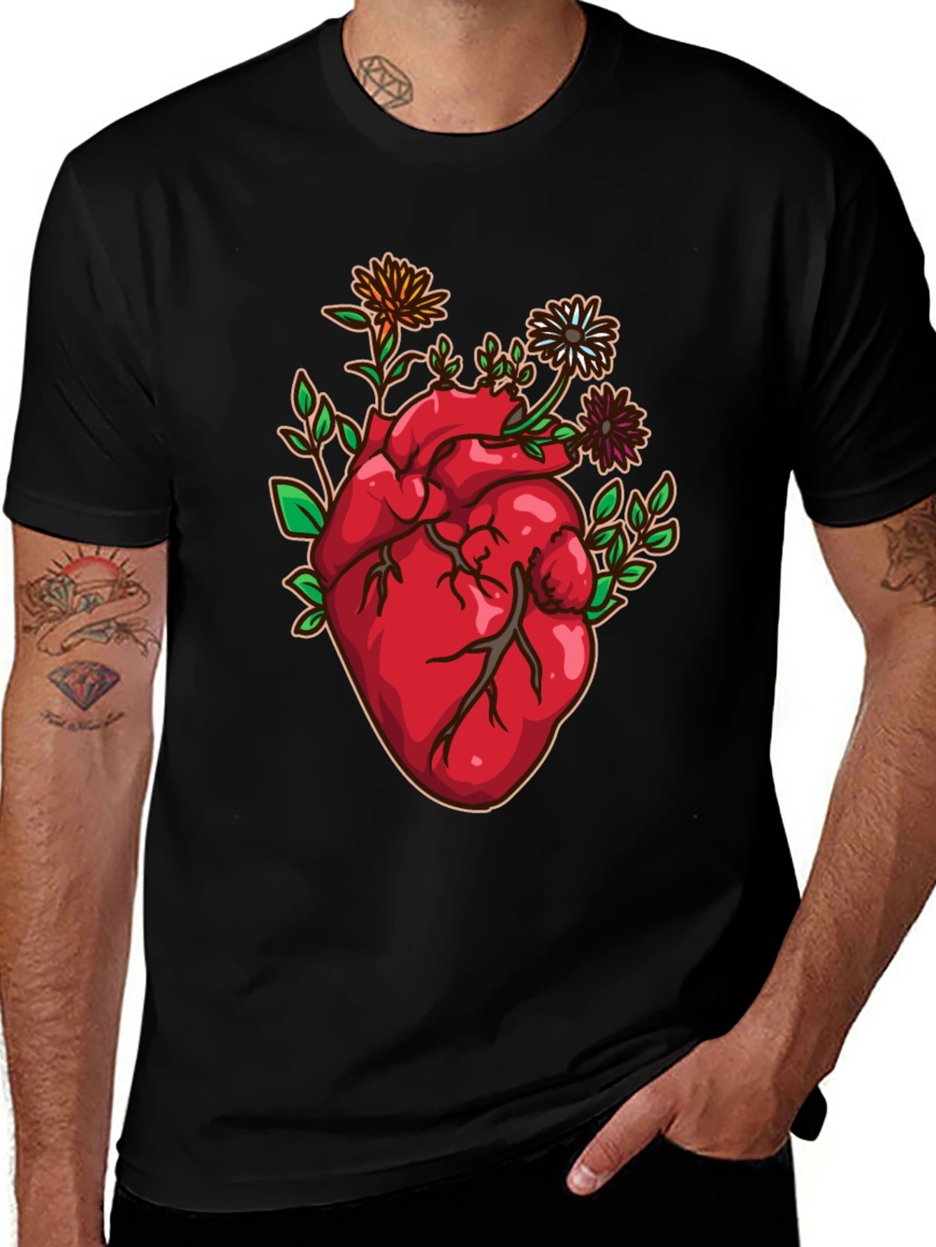 Floral Heart Graphic Tee - Unique Design!
