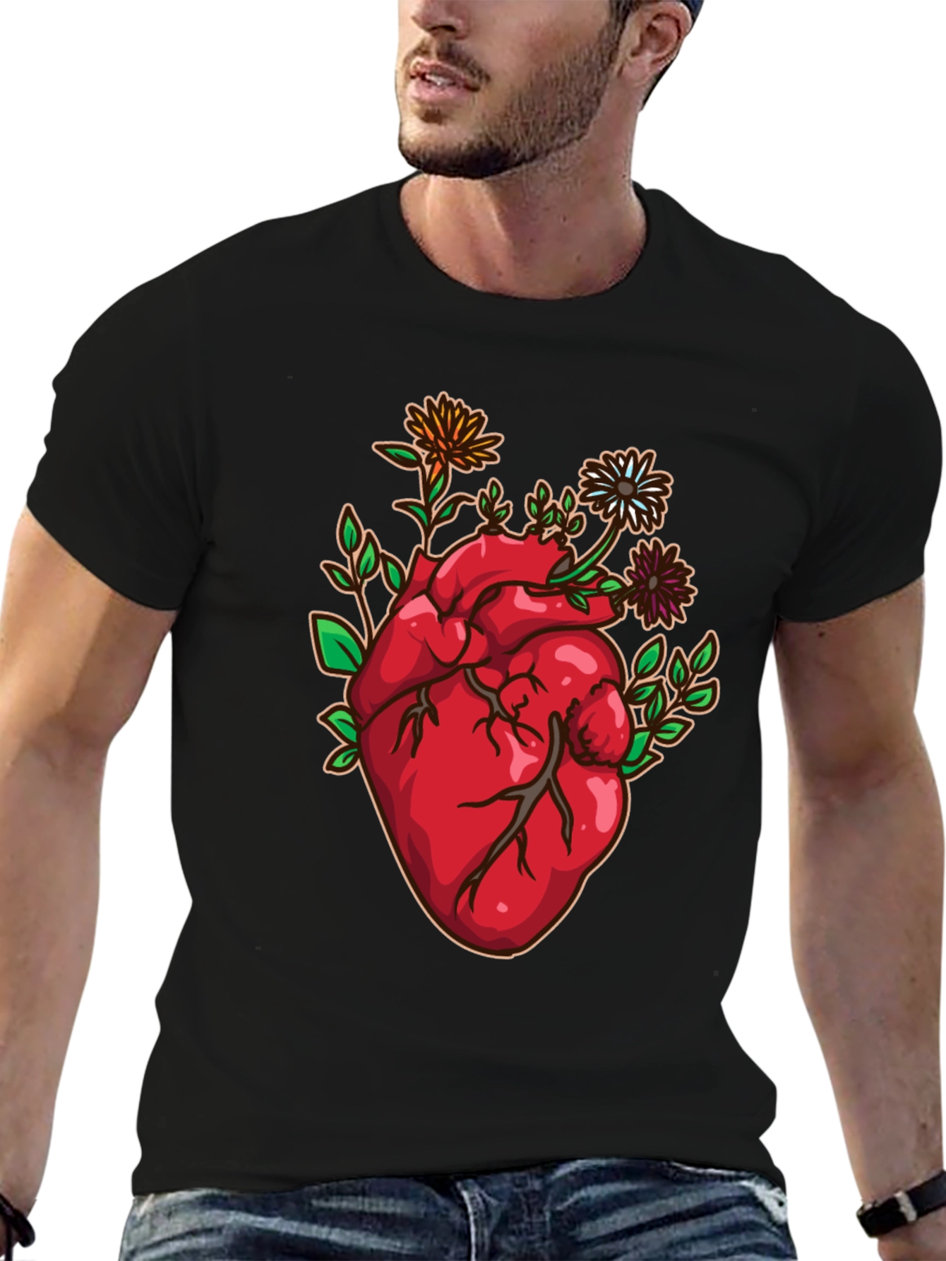 Floral Heart Graphic Tee - Unique Design!