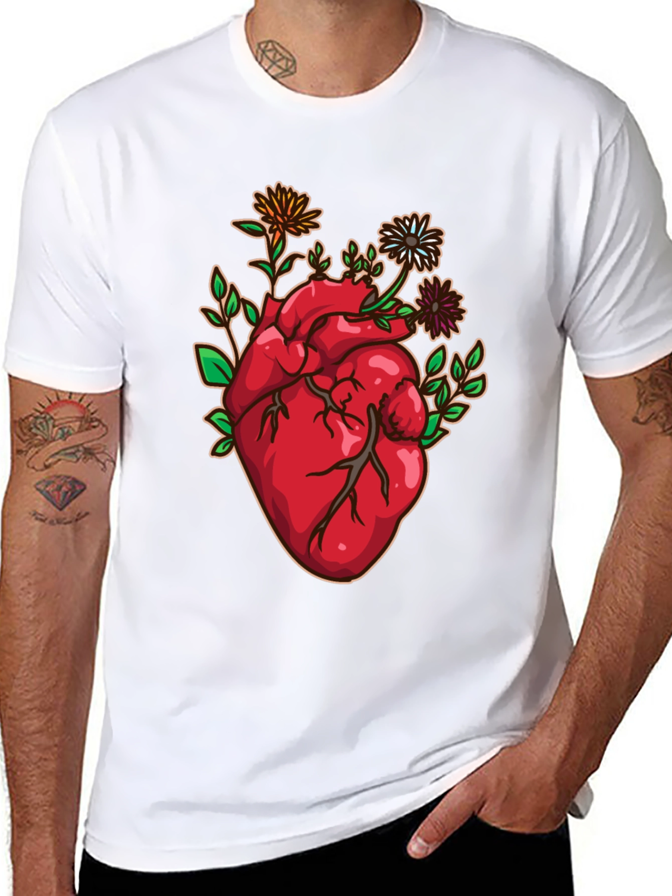 Floral Heart Graphic Tee - Unique Design!
