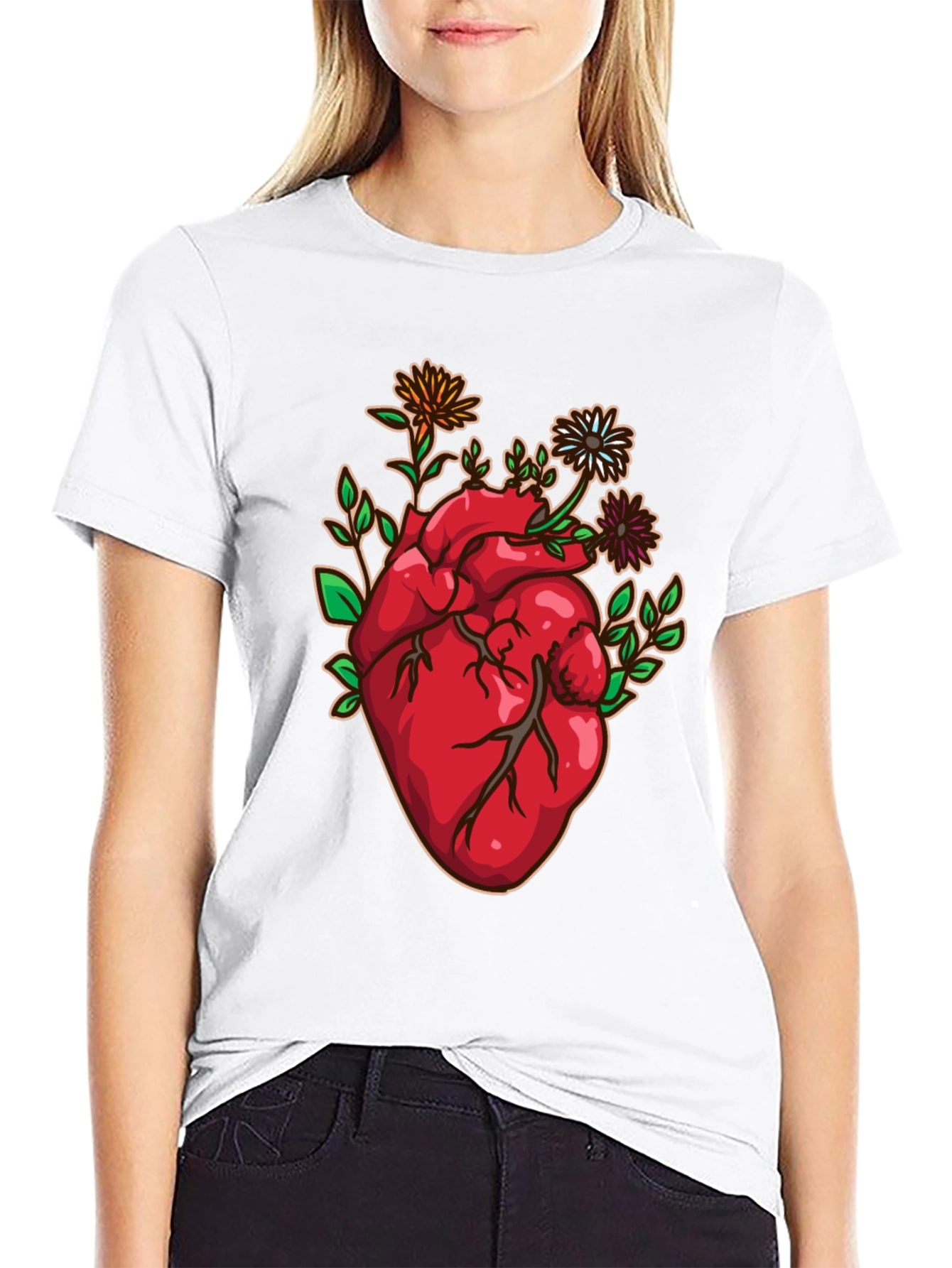 Floral Heart Graphic Tee - Unique Design!