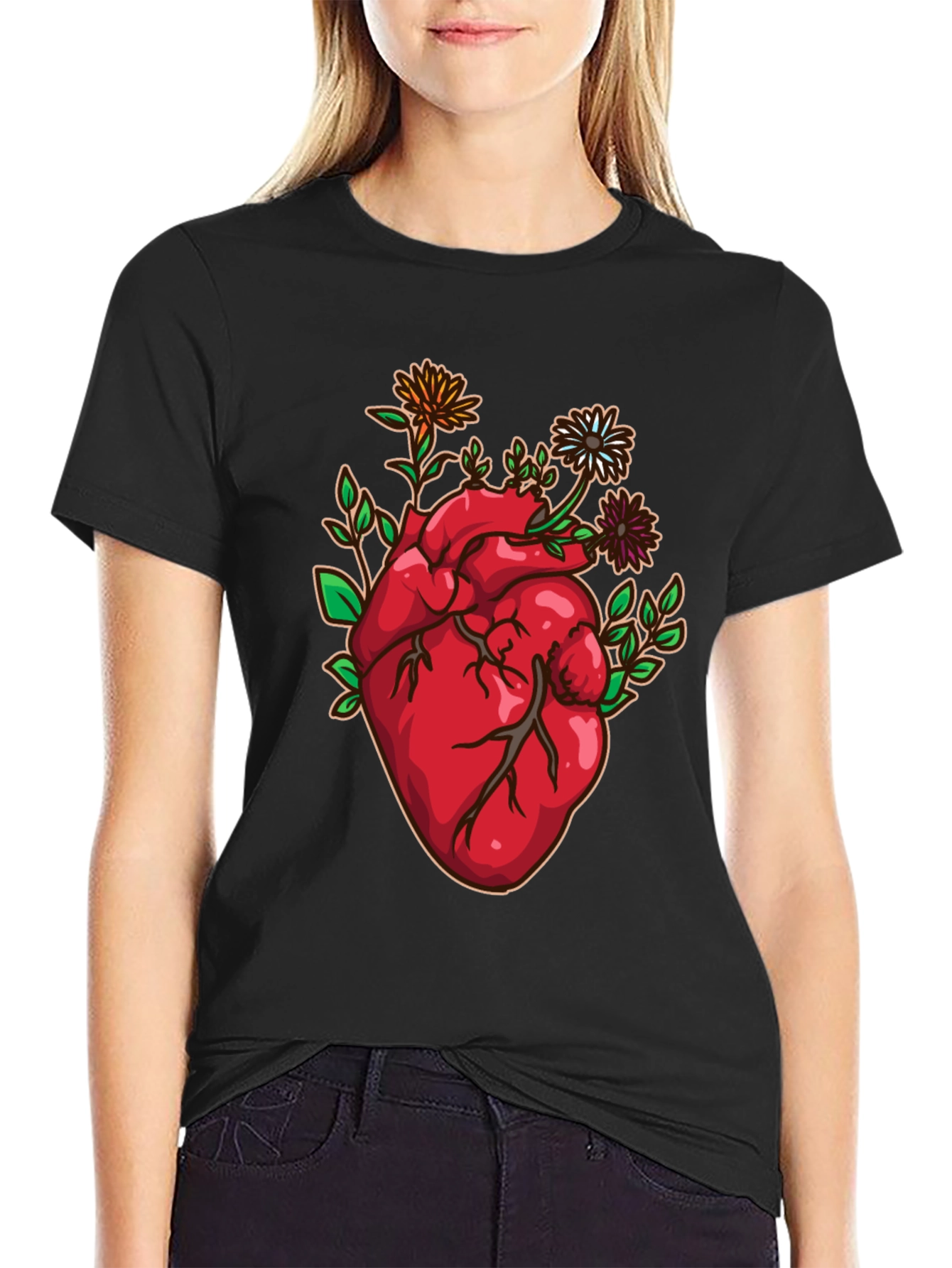 Floral Heart Graphic Tee - Unique Design!