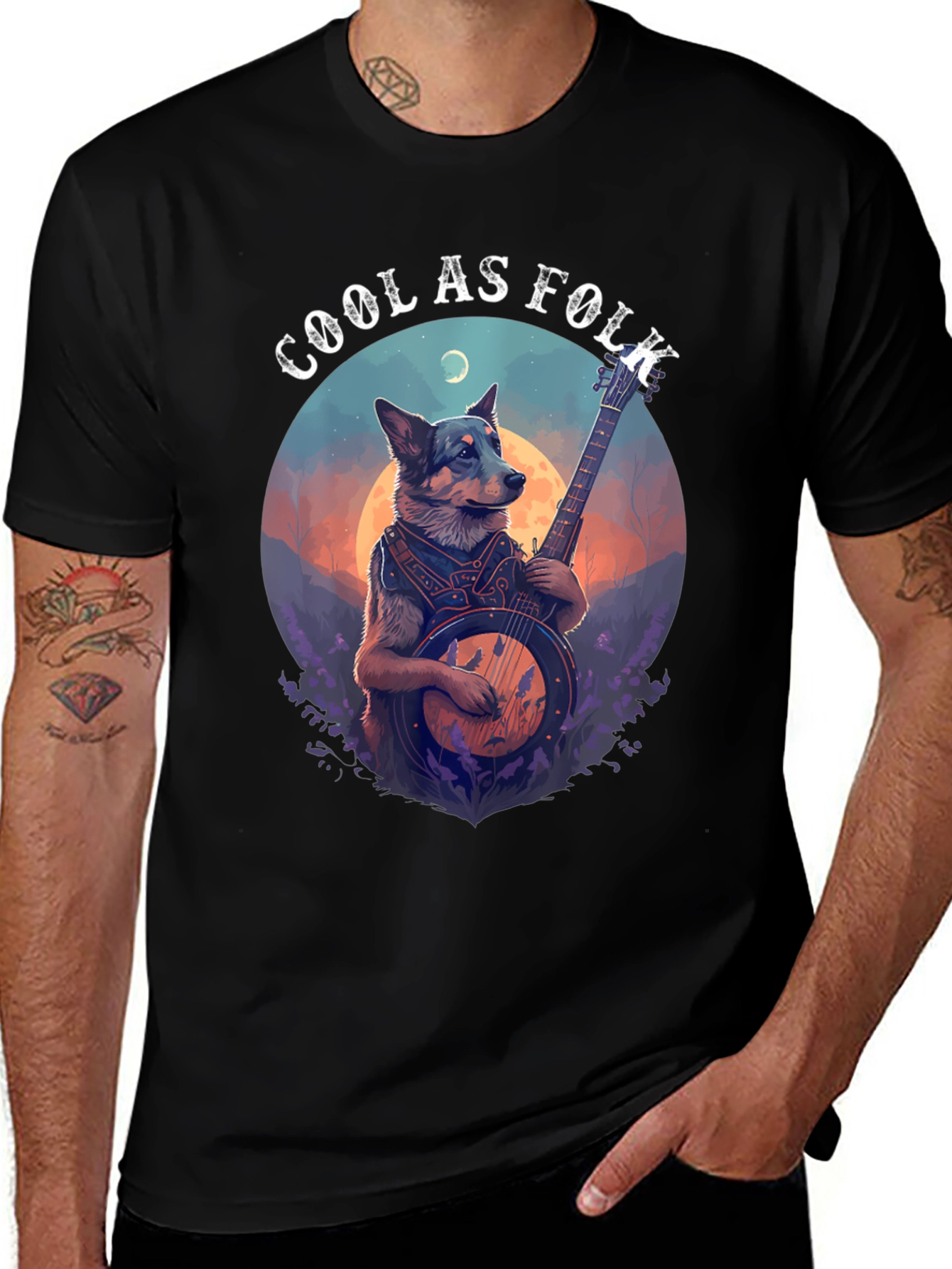 Cool as Folk Dog Banjo T-Shirt