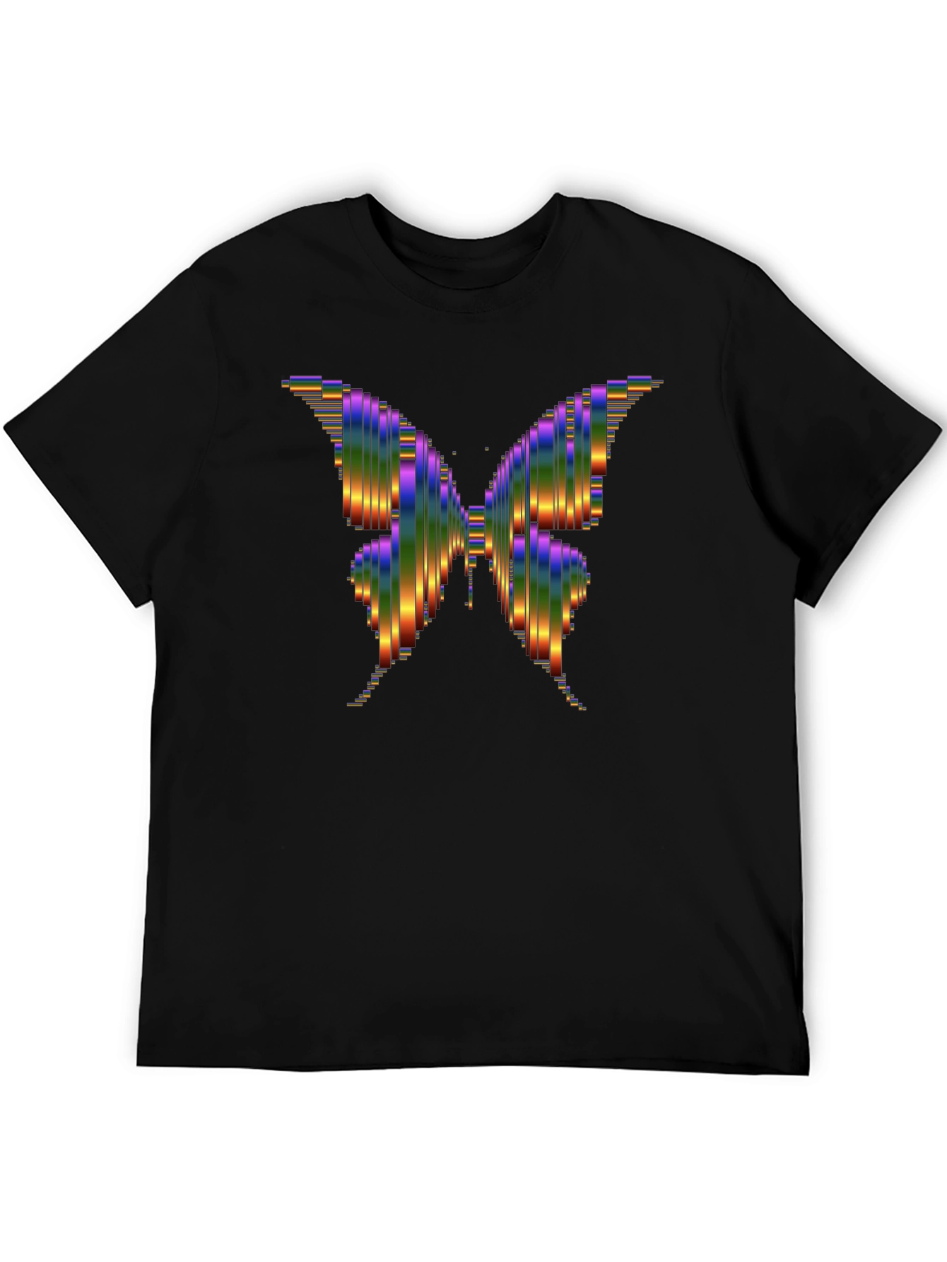 Rainbow Butterfly Graphic Tee - Mens Black T-Shirt