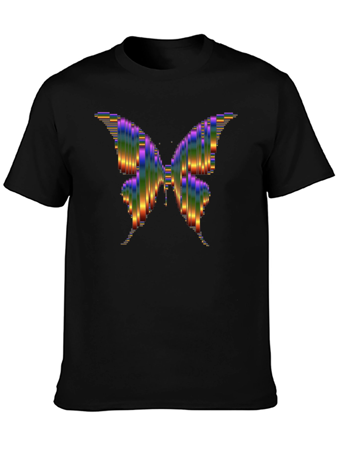 Rainbow Butterfly Graphic Tee - Mens Black T-Shirt