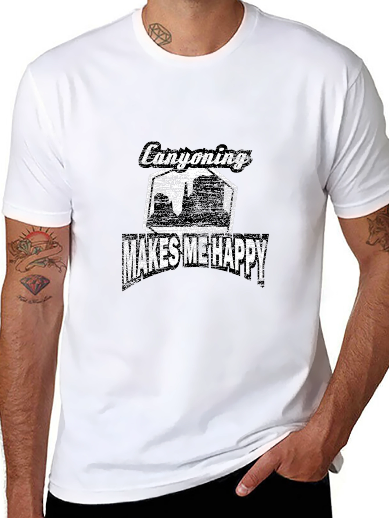 Canyoning Makes Me Happy Black T-Shirt