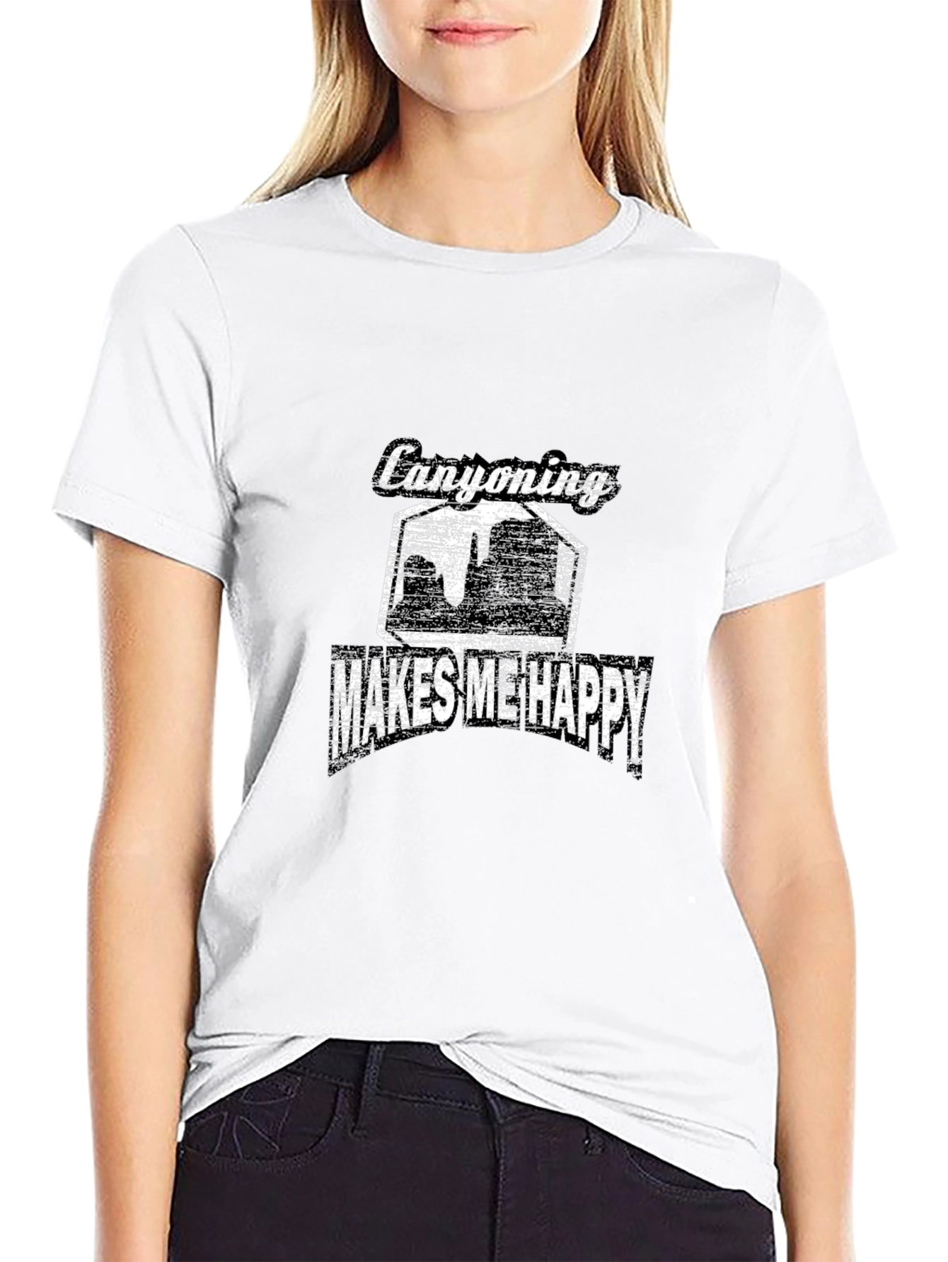 Canyoning Makes Me Happy Black T-Shirt