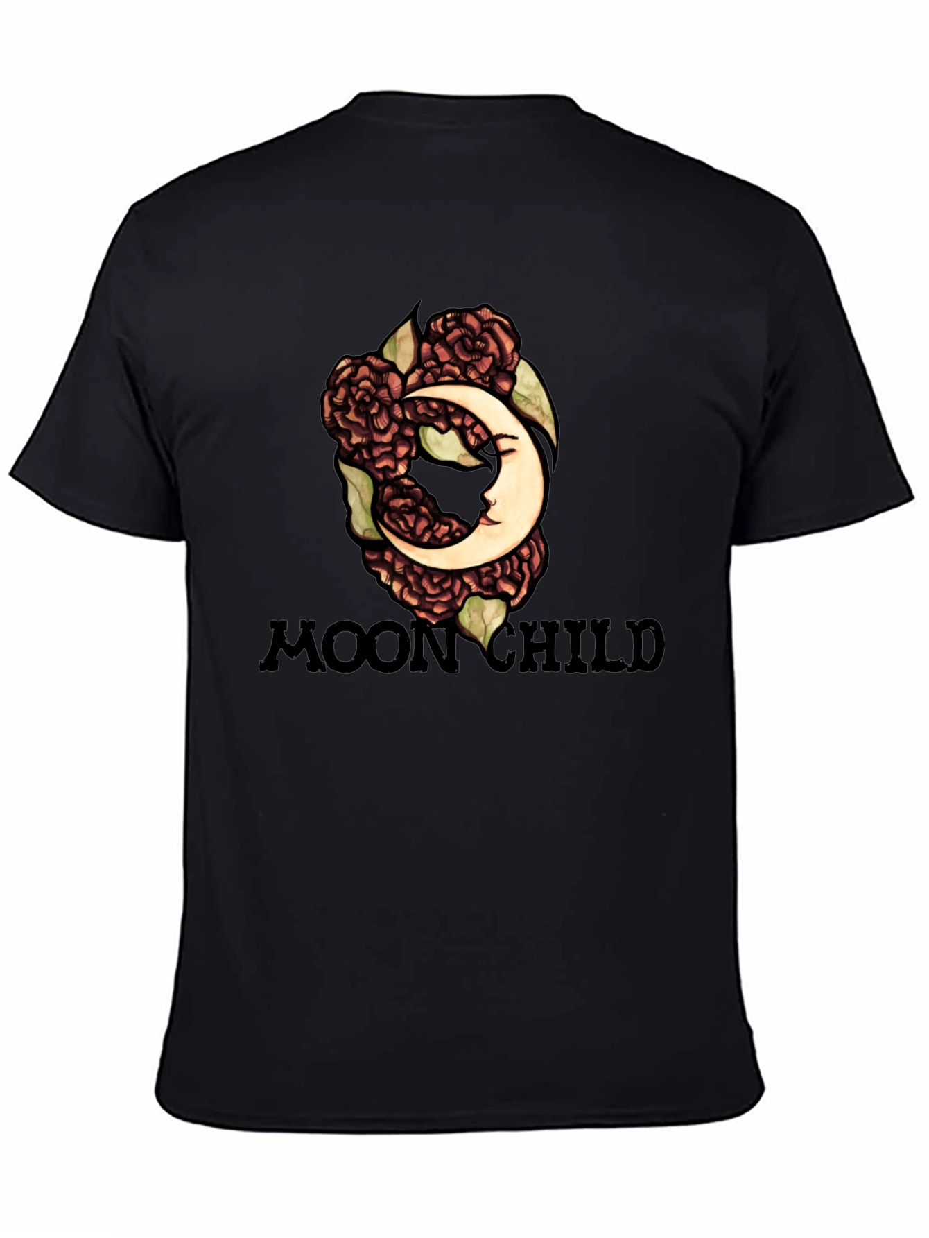 Moon Child Graphic Tee - Black Cotton T-Shirt