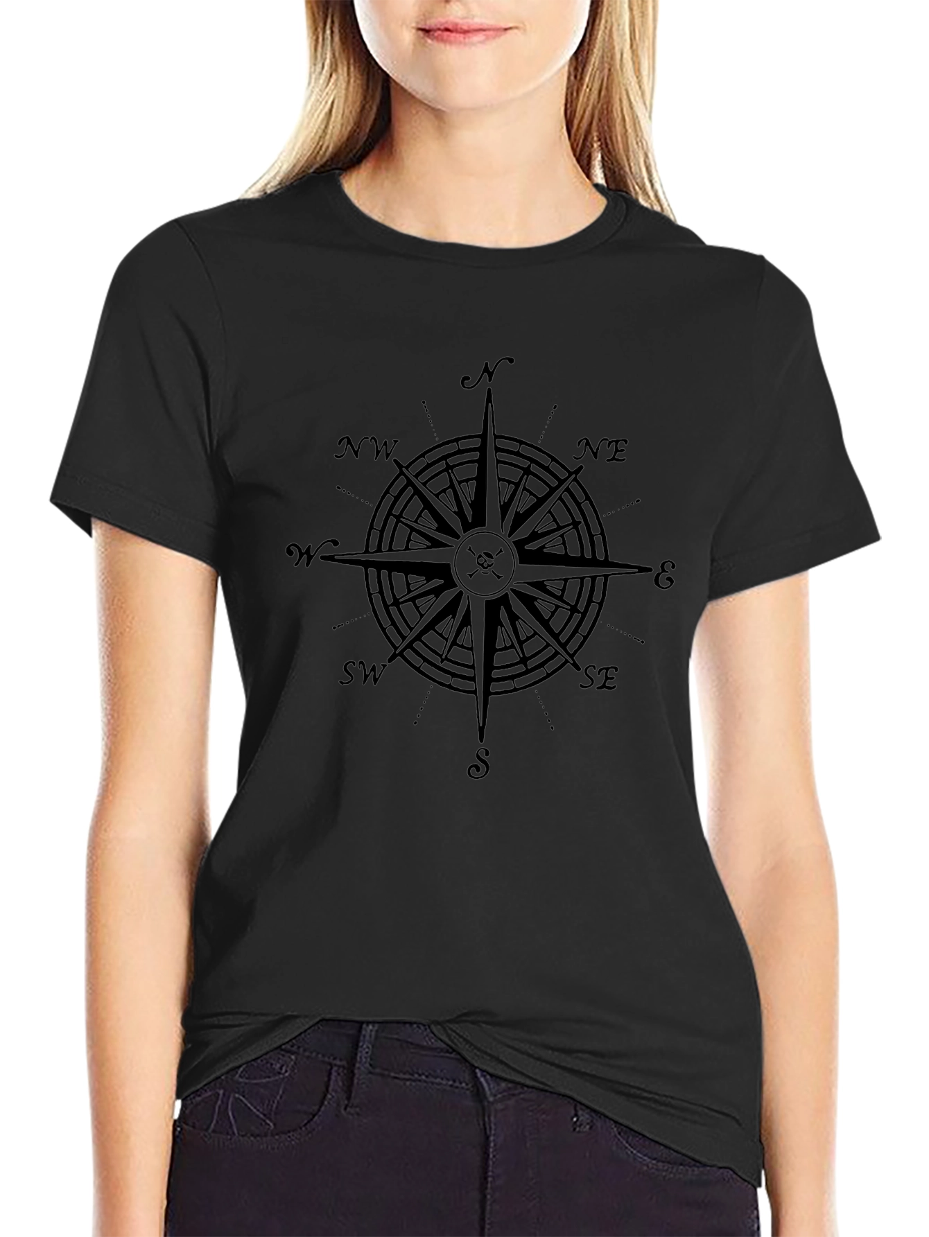 Compass Rose Graphic T-Shirt - Black