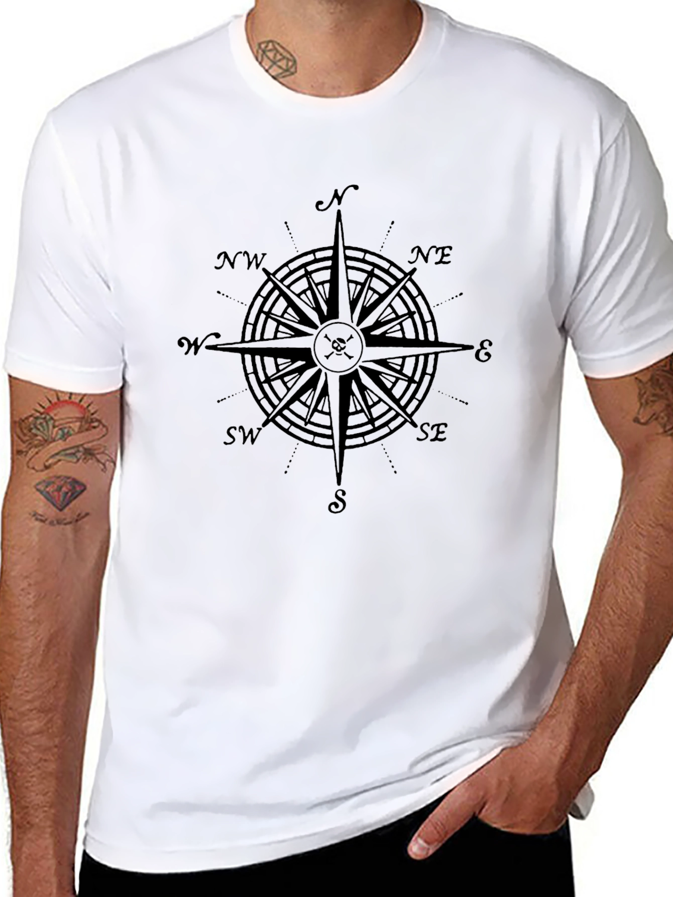 Compass Rose Graphic T-Shirt - Black