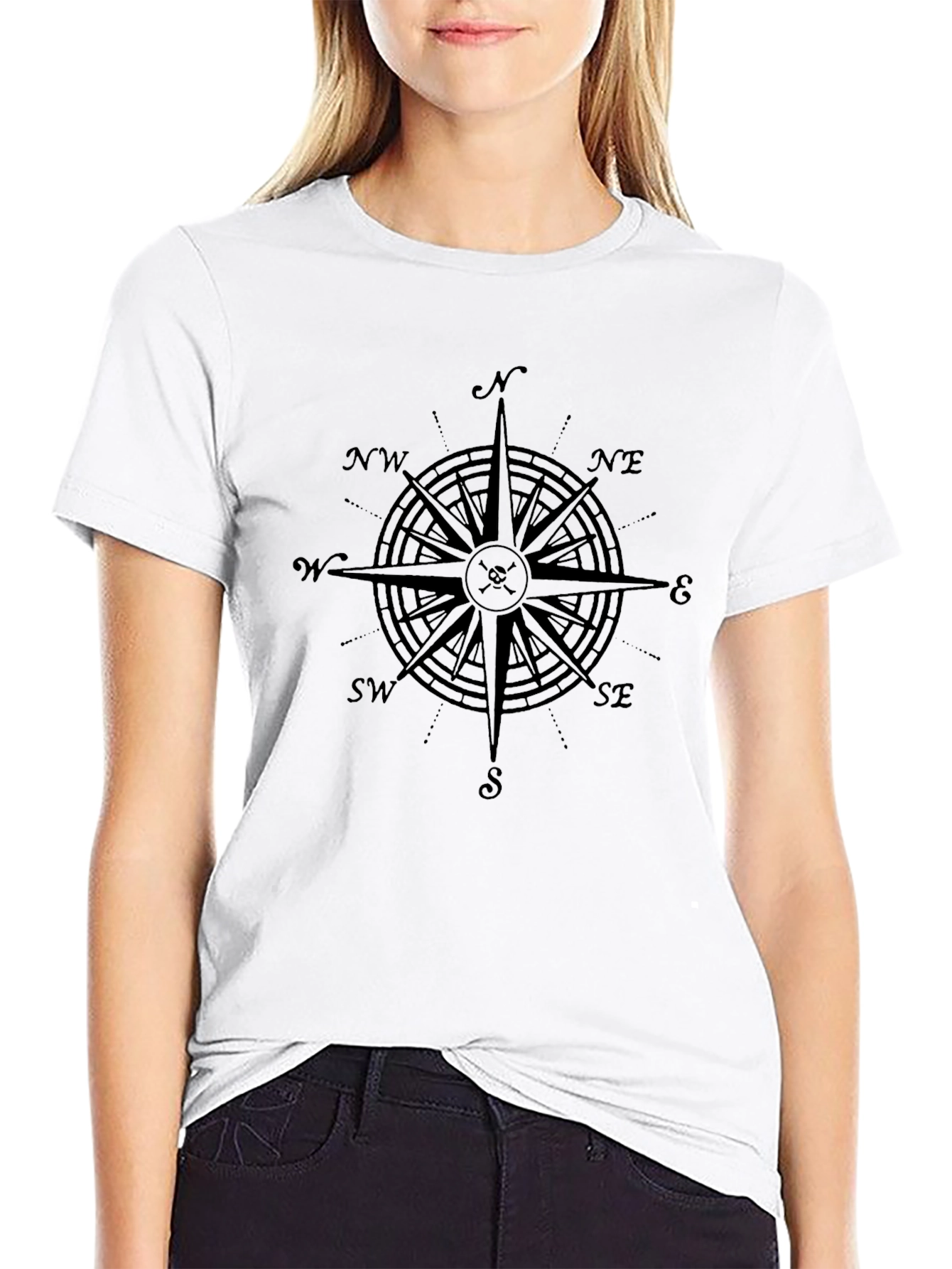 Compass Rose Graphic T-Shirt - Black