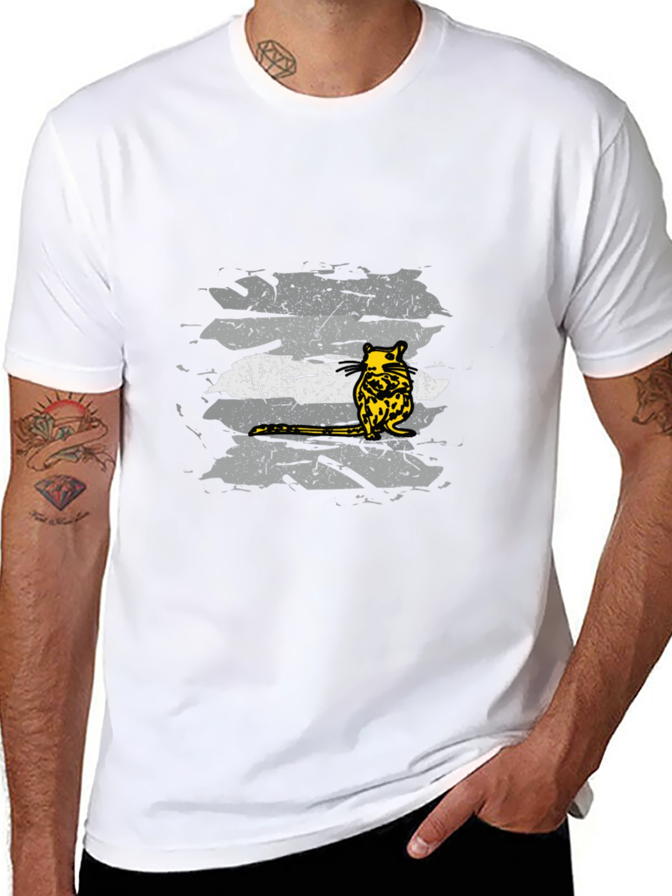 Unique Opossum Graphic Tee - Black