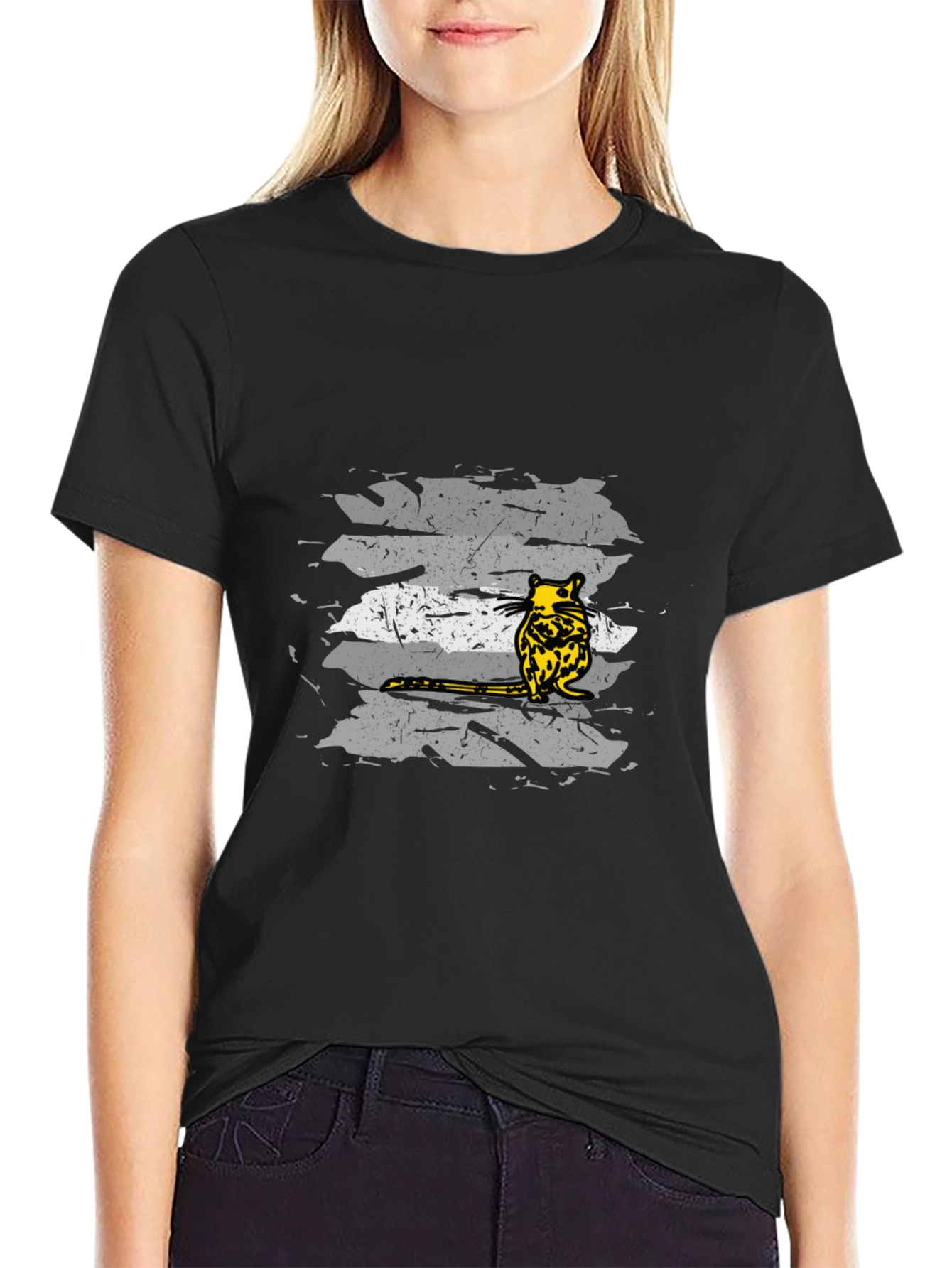 Unique Opossum Graphic Tee - Black