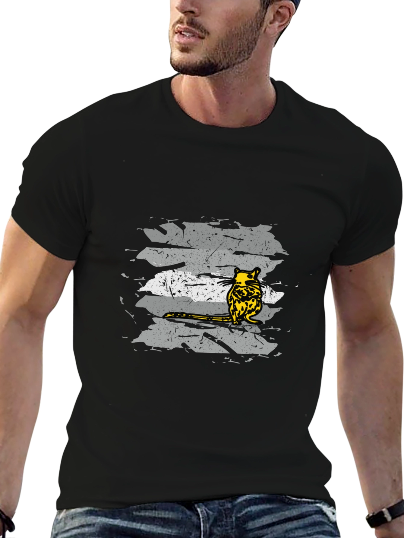 Unique Opossum Graphic Tee - Black