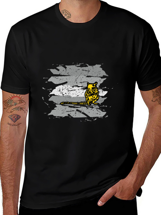 Unique Opossum Graphic Tee - Black