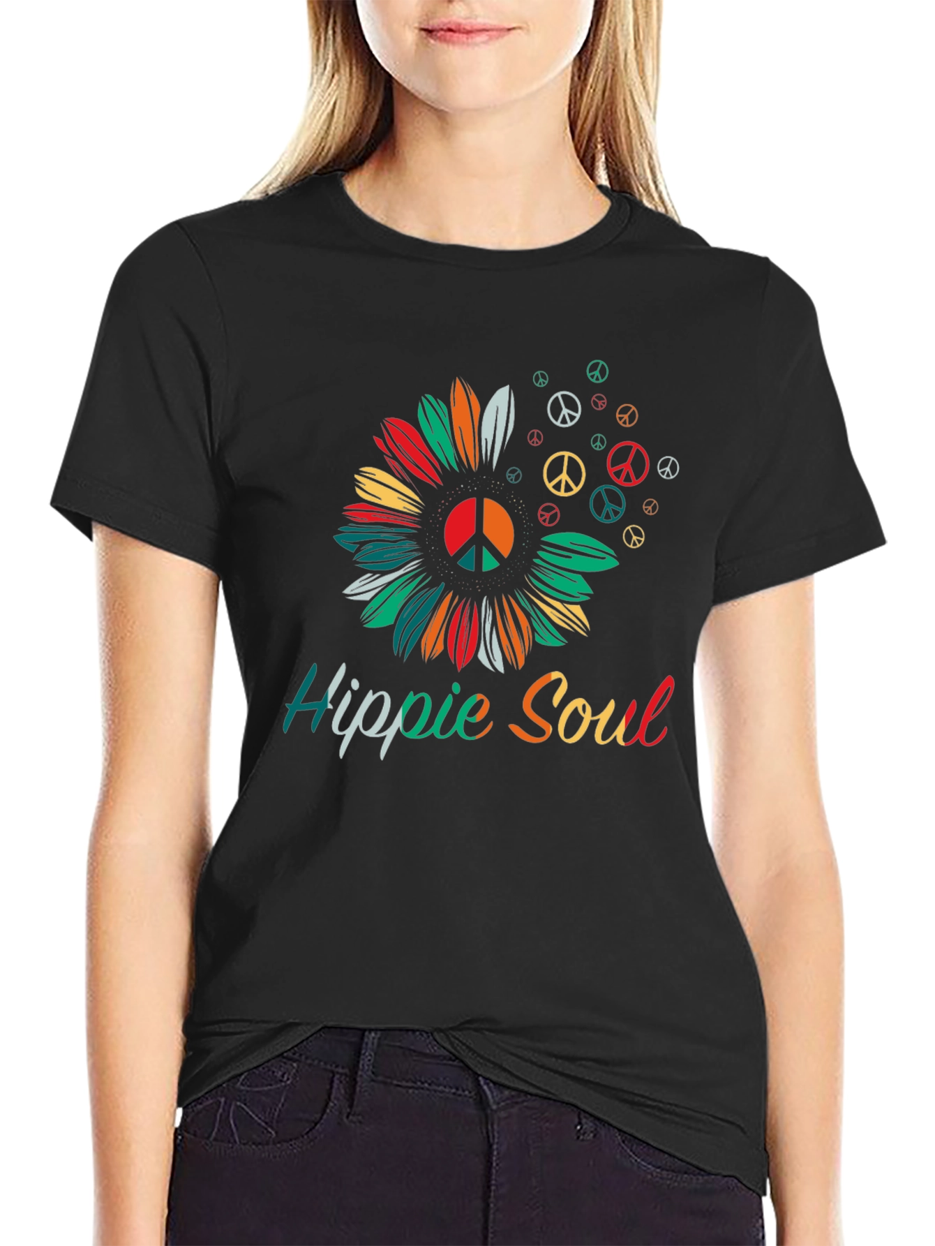 Hippie Soul T-Shirt - Peace Symbol Sunflower Graphic Tee