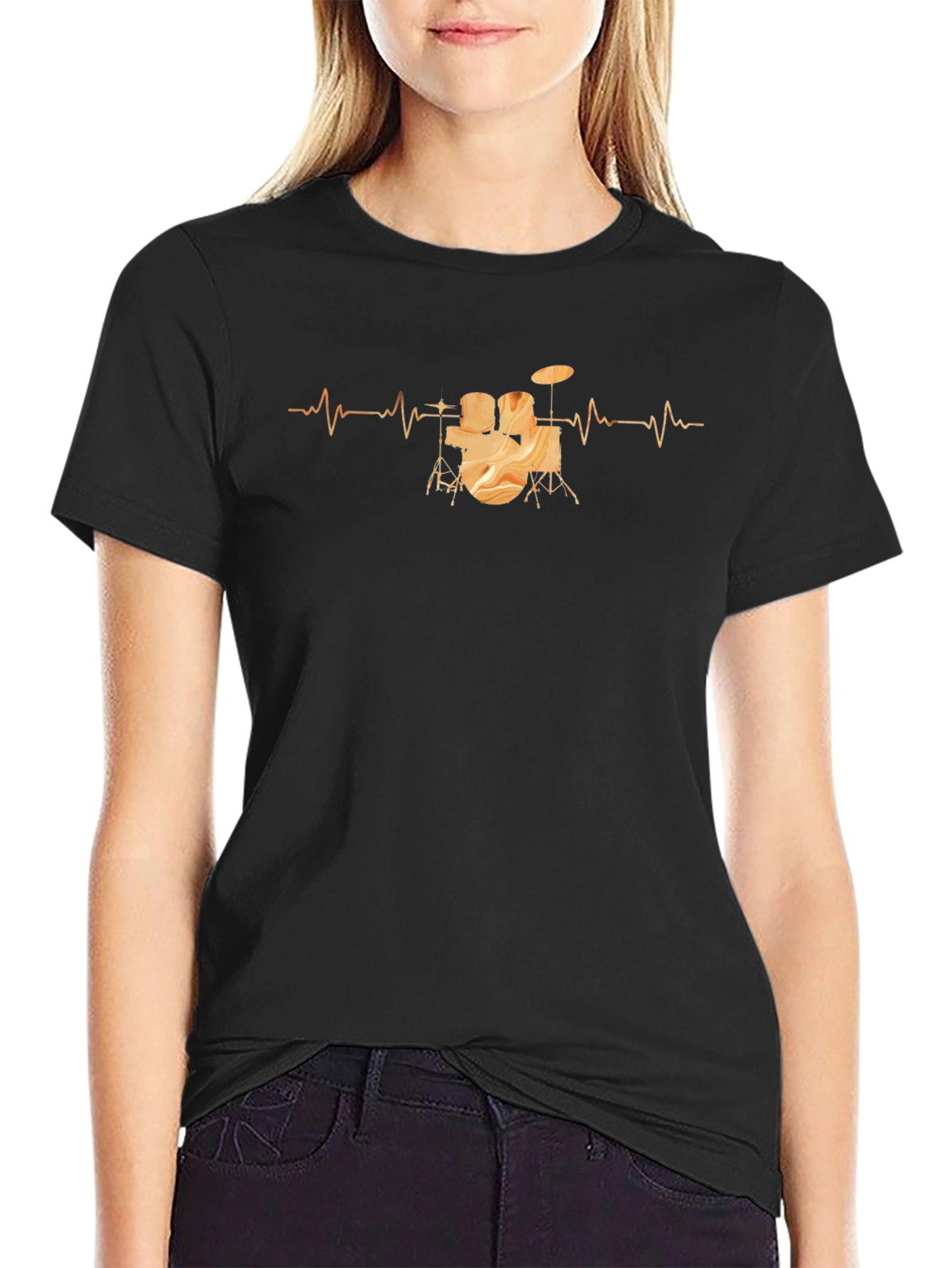 Drum Heartbeat Graphic Tee - Black