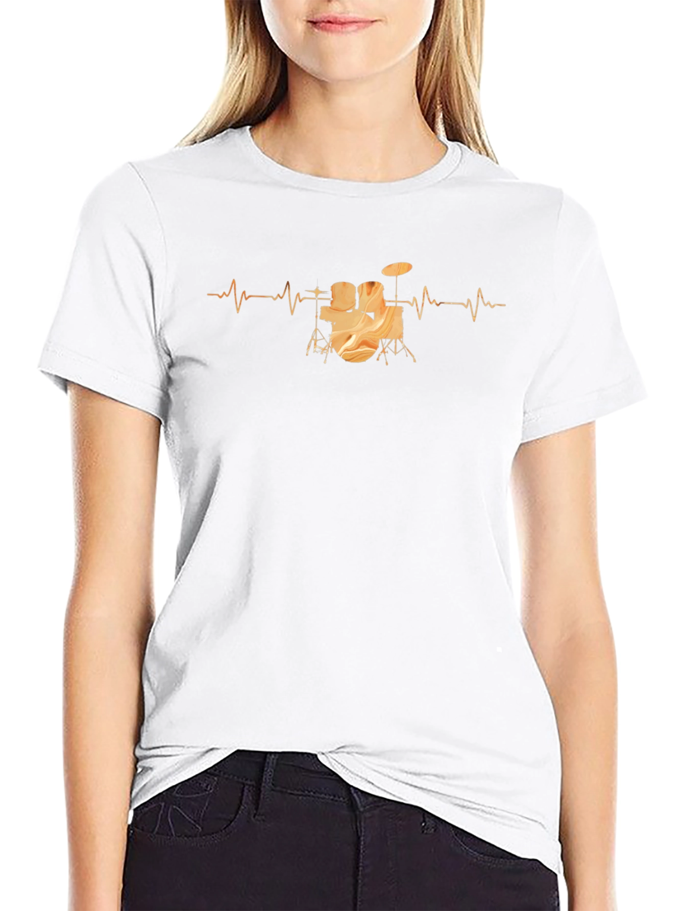 Drum Heartbeat Graphic Tee - Black