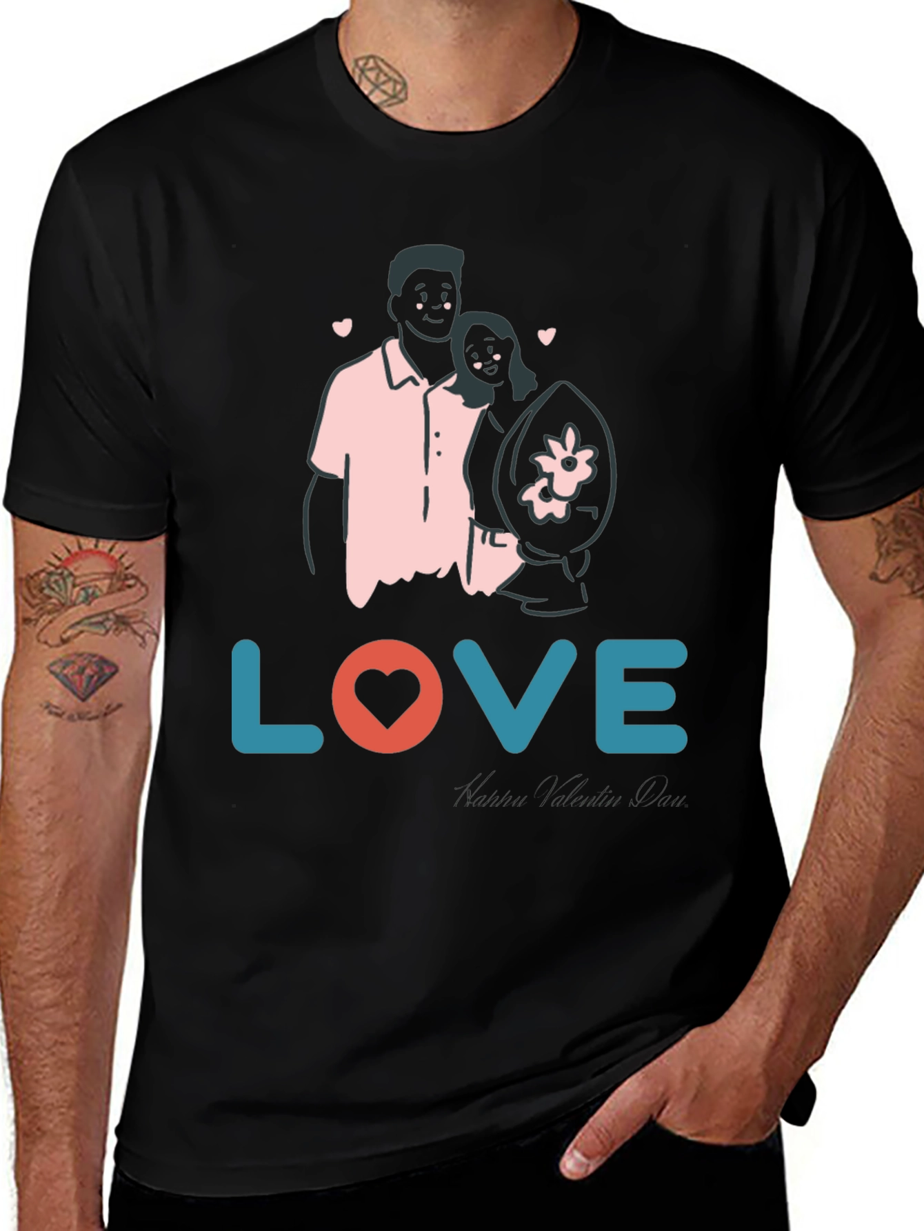 Love Couple Valentines Day Black Graphic Tee