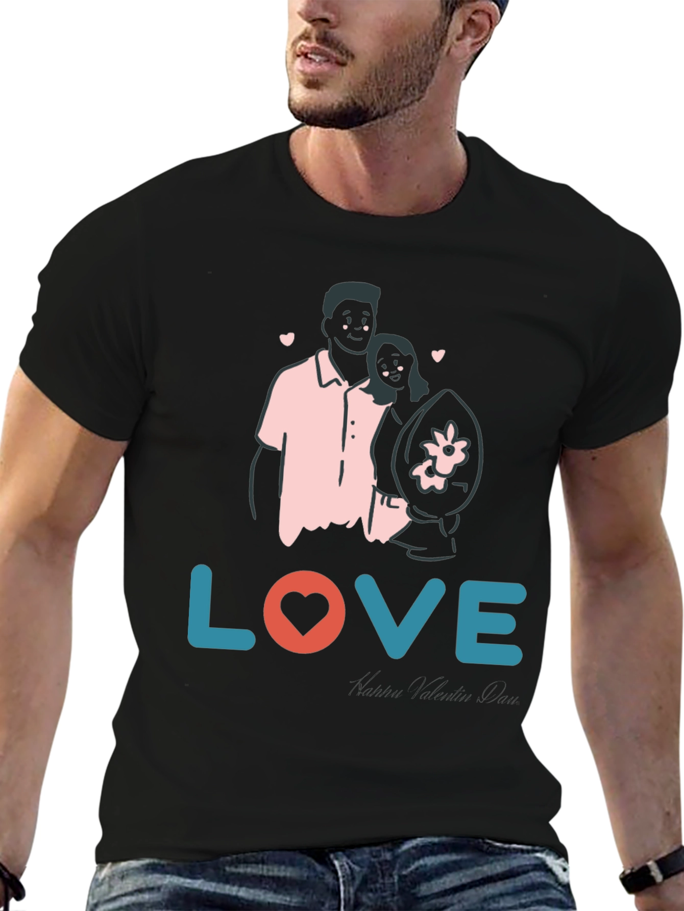 Love Couple Valentines Day Black Graphic Tee