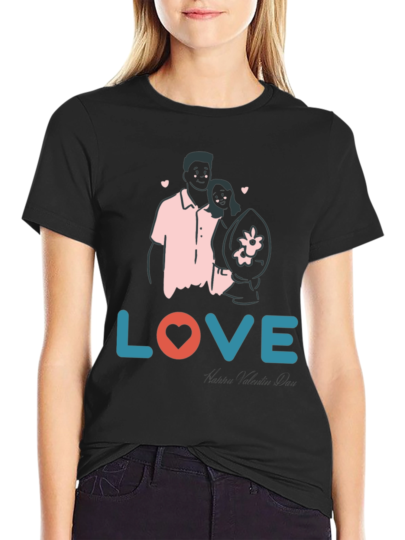 Love Couple Valentines Day Black Graphic Tee