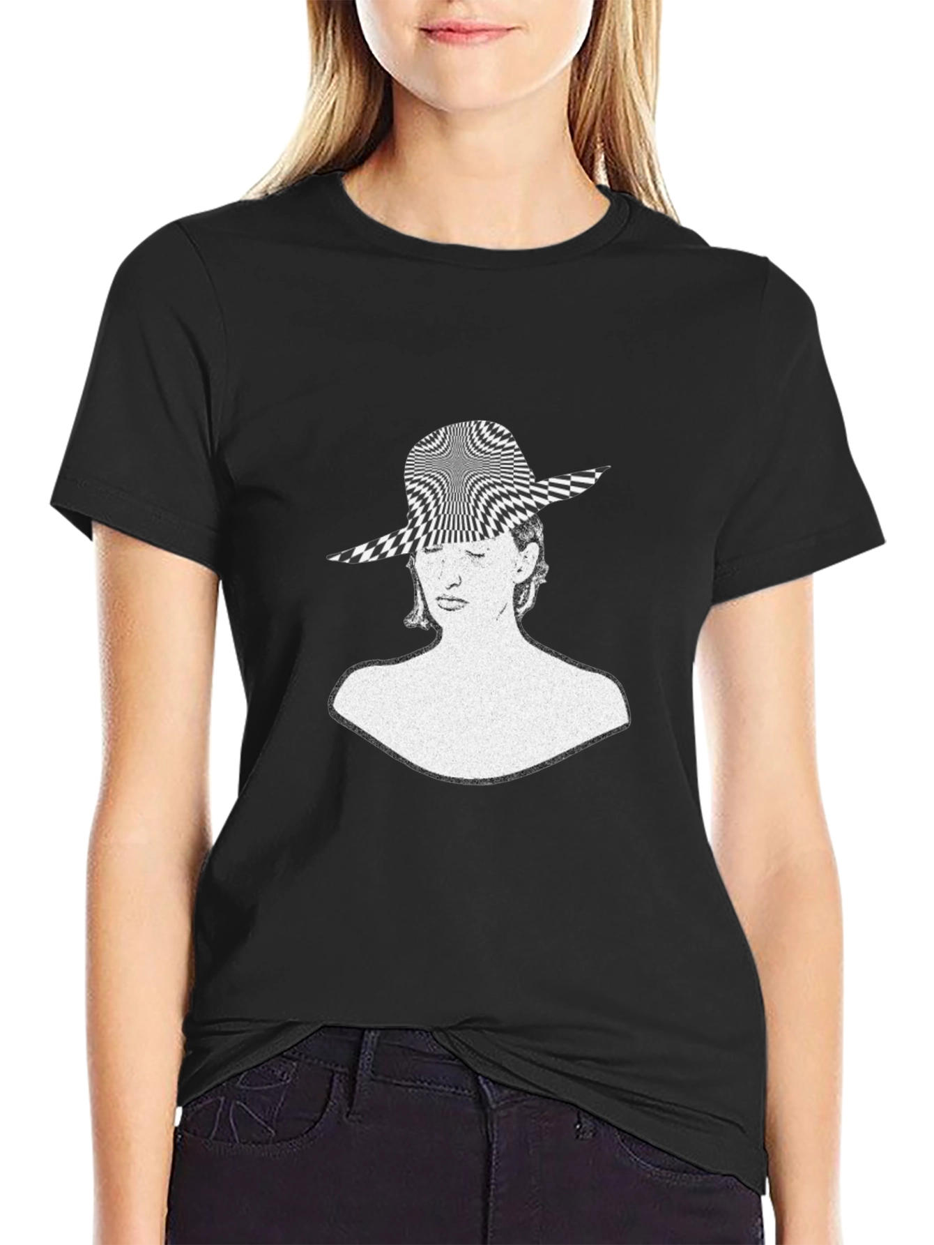 Optical Illusion Womans Face Graphic Tee