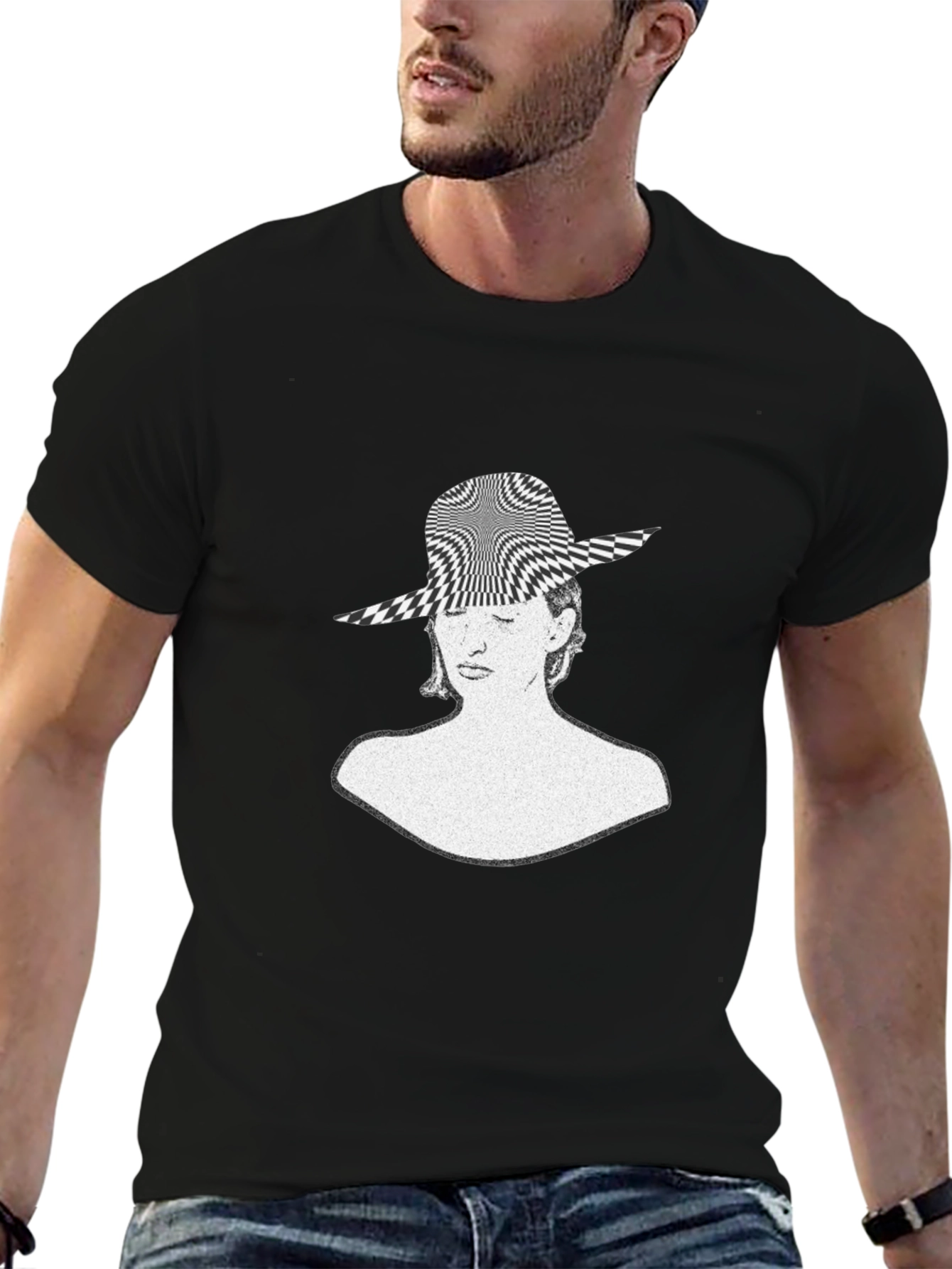 Optical Illusion Womans Face Graphic Tee