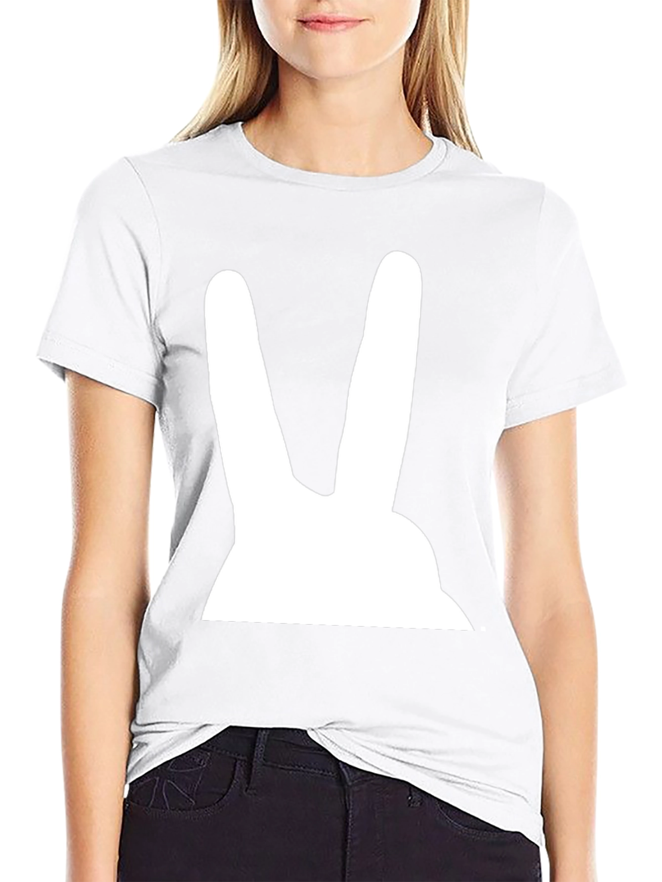 Bunny Ears Graphic Tee - Black Cotton T-Shirt