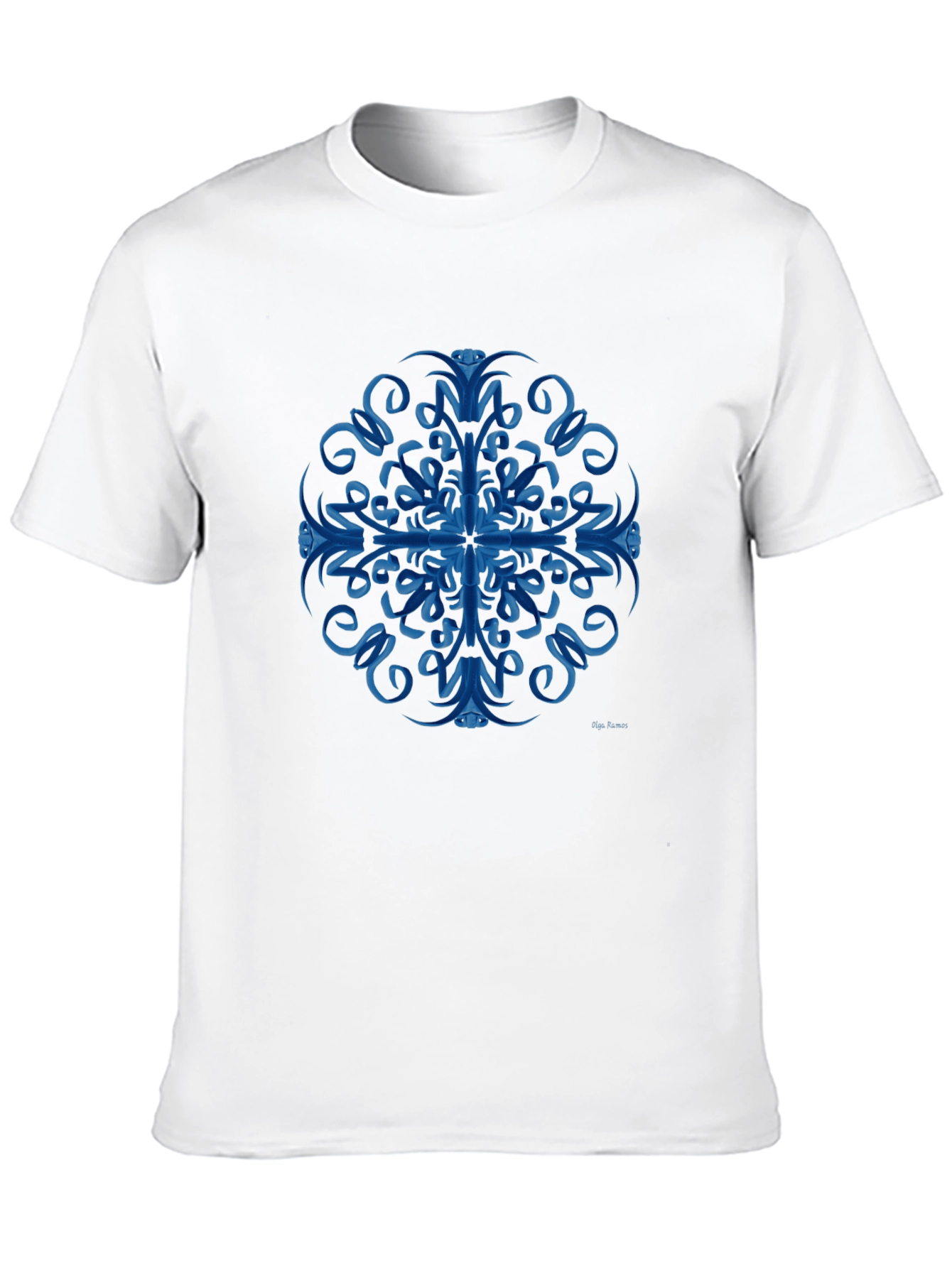 Blue Swirl Mandala Black T-Shirt