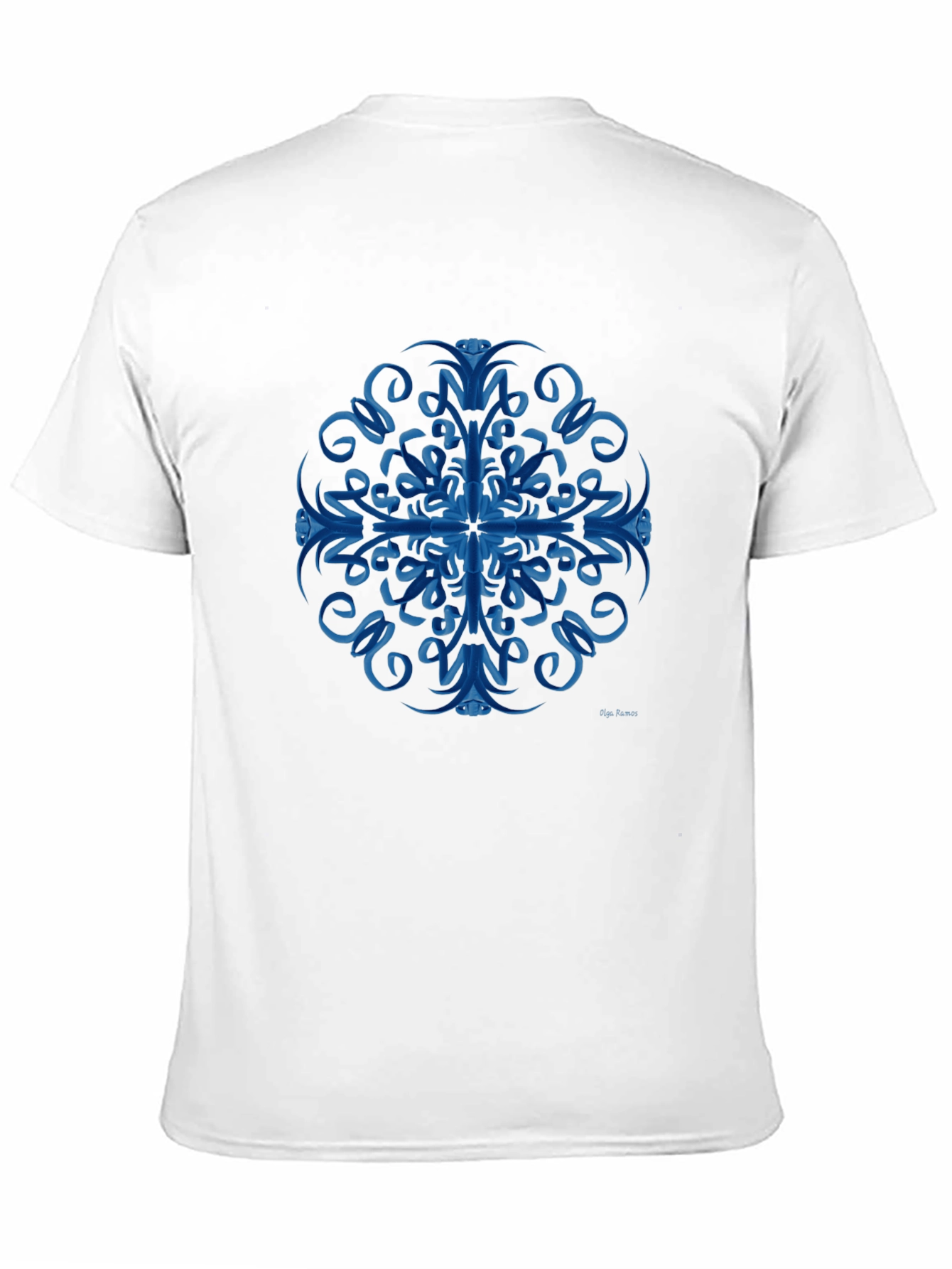 Blue Swirl Mandala Black T-Shirt